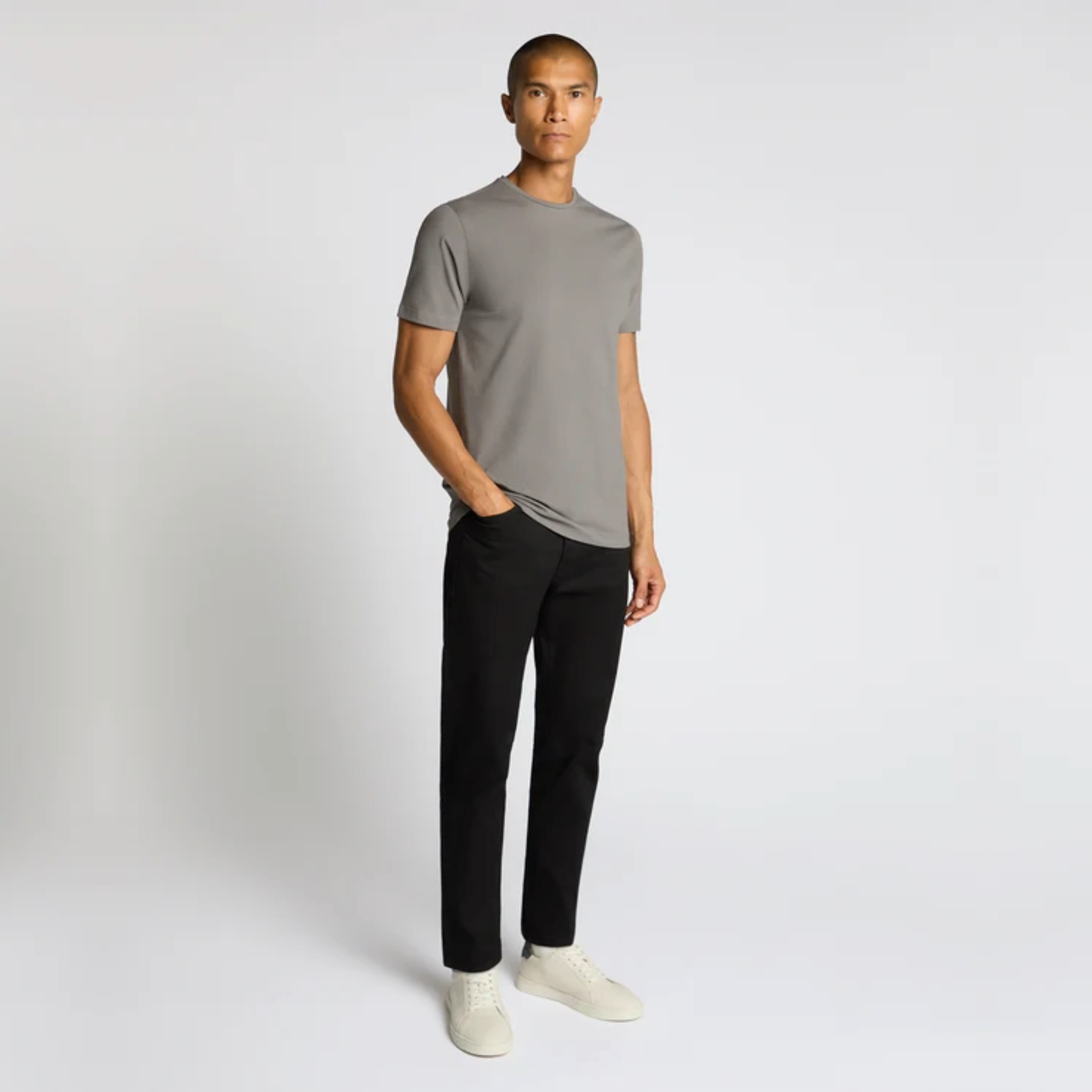 Remus Tapered Fit Cotton-Stretch T Shirt - Grey