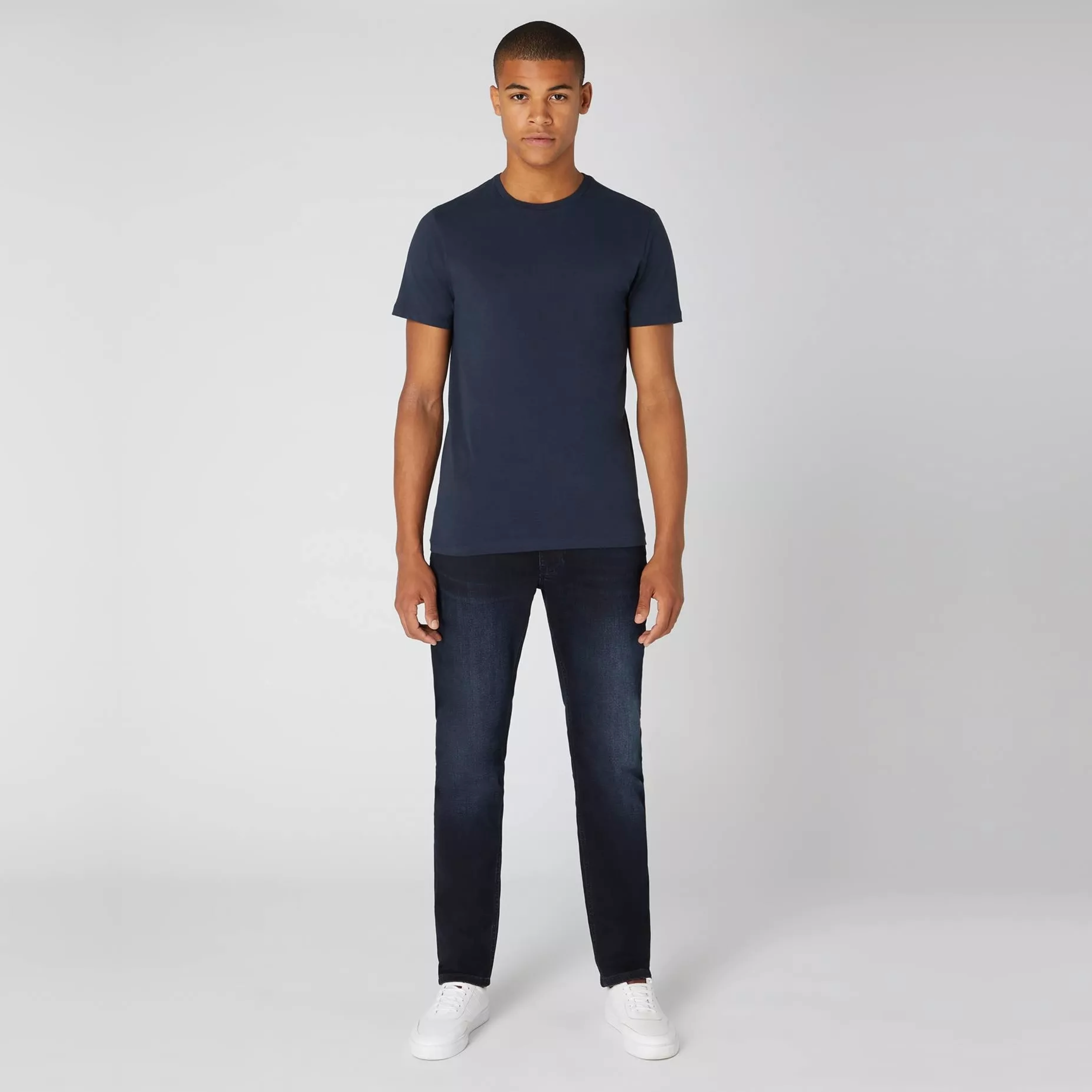 Remus Tapered Fit Cotton-Stretch T Shirt - Navy