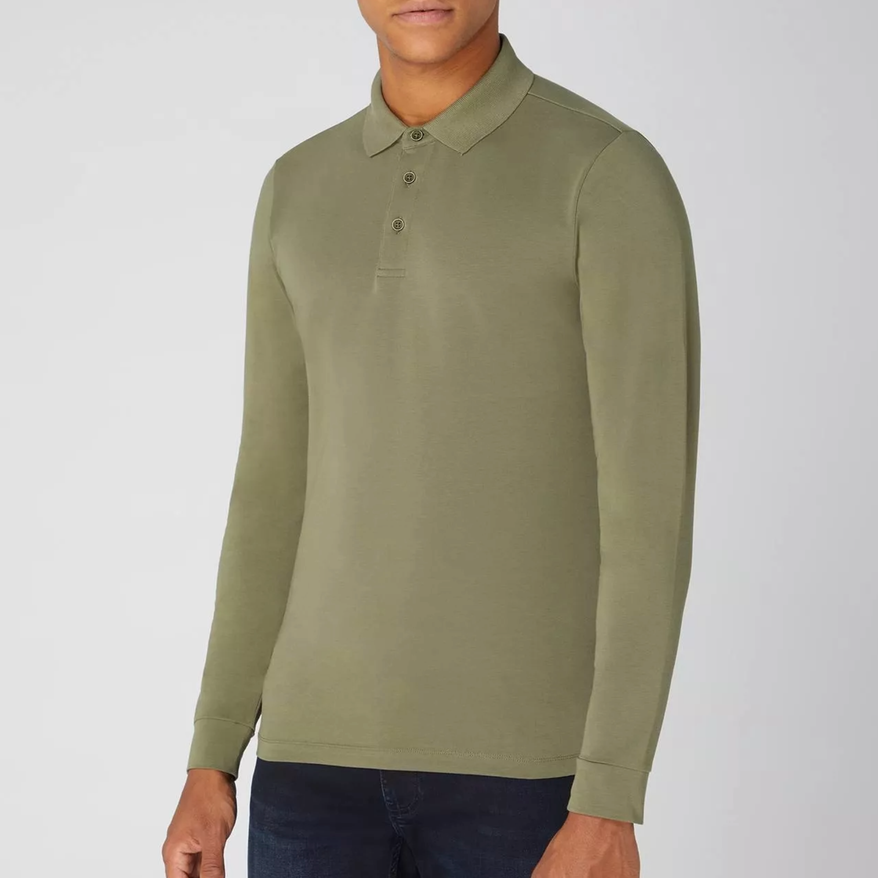 Remus Long Sleeve Button Polo Shirt - Khaki