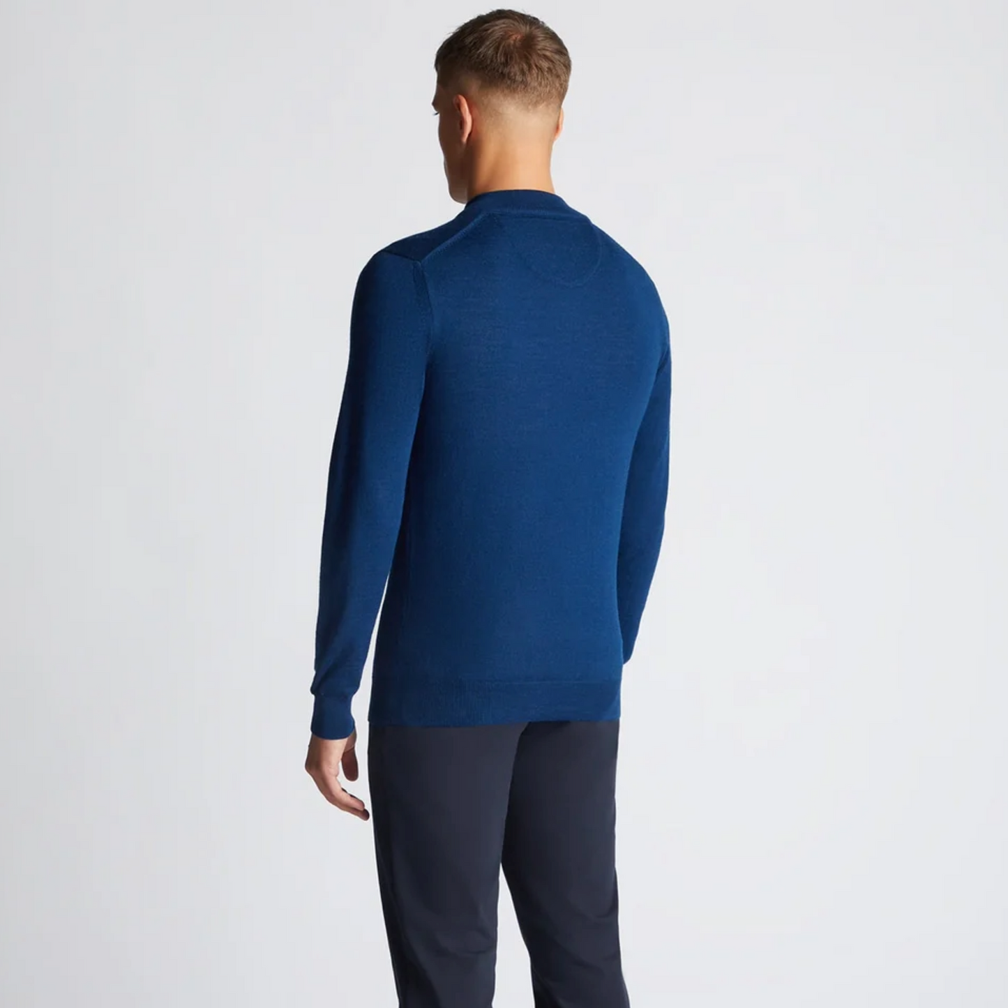 Remus Tapered Fit Merino Wool-Blend Half Zip Sweater - Dark Blue