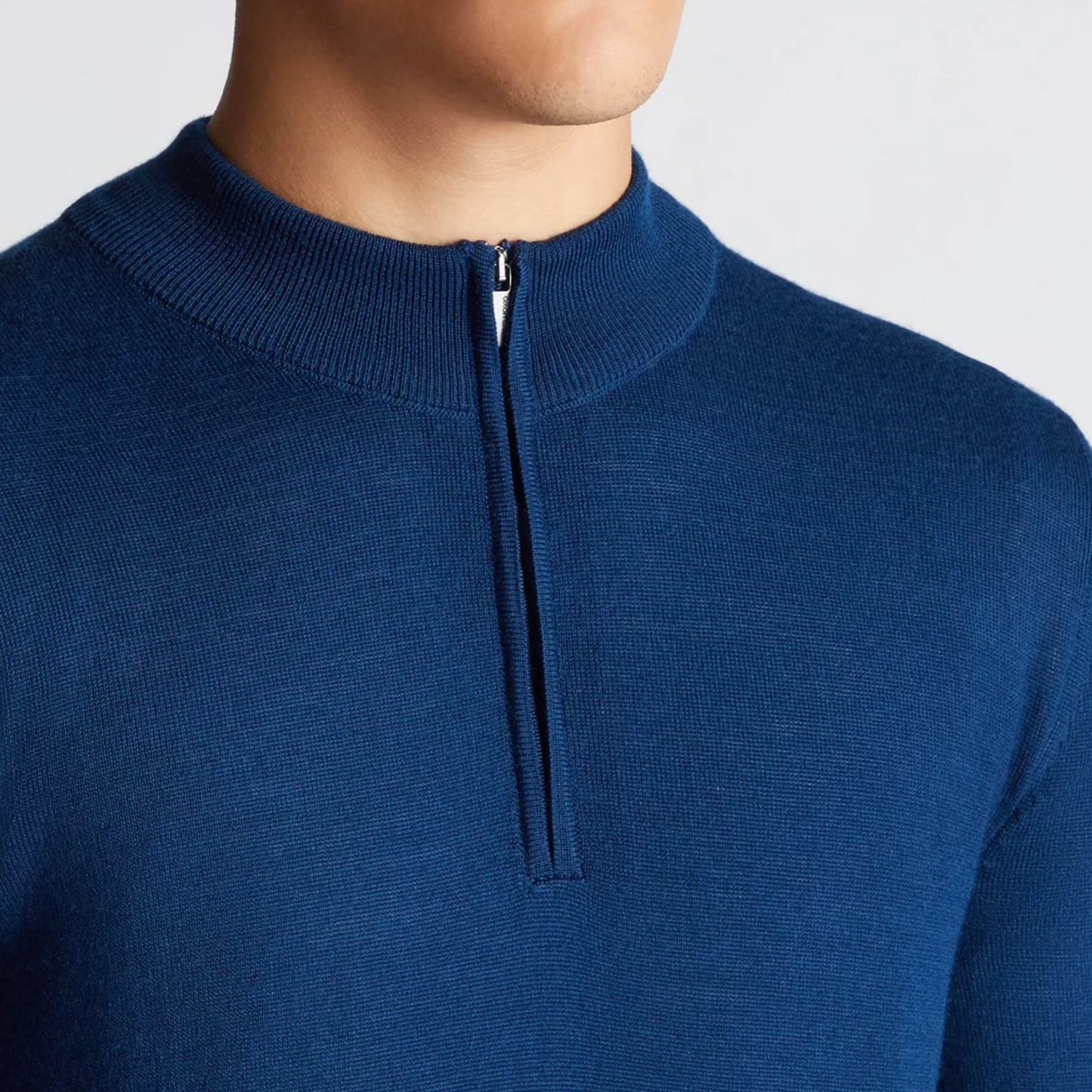 Remus Tapered Fit Merino Wool-Blend Half Zip Sweater - Dark Blue