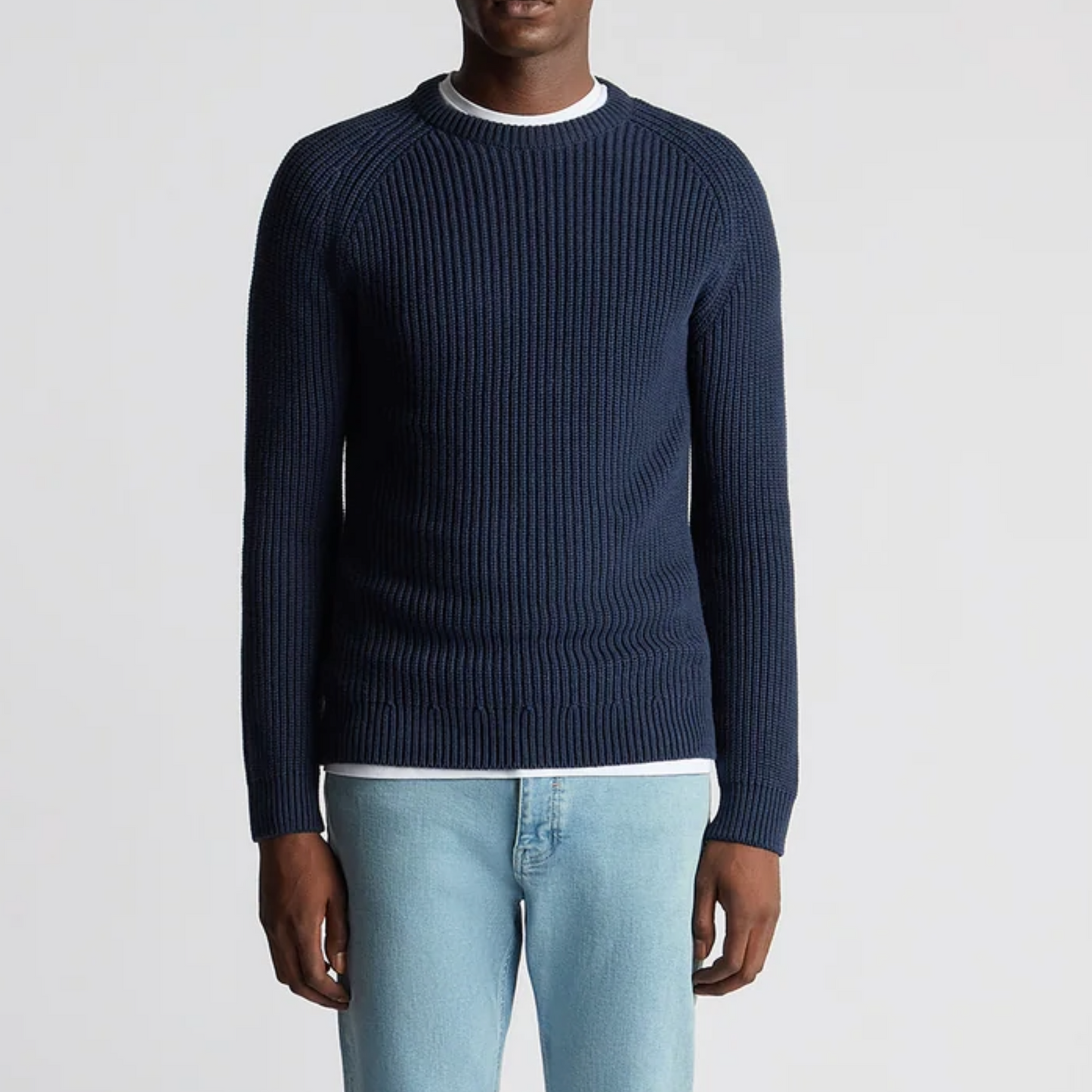 Remus Tapered Fit Chunky Knit Sweater - Navy