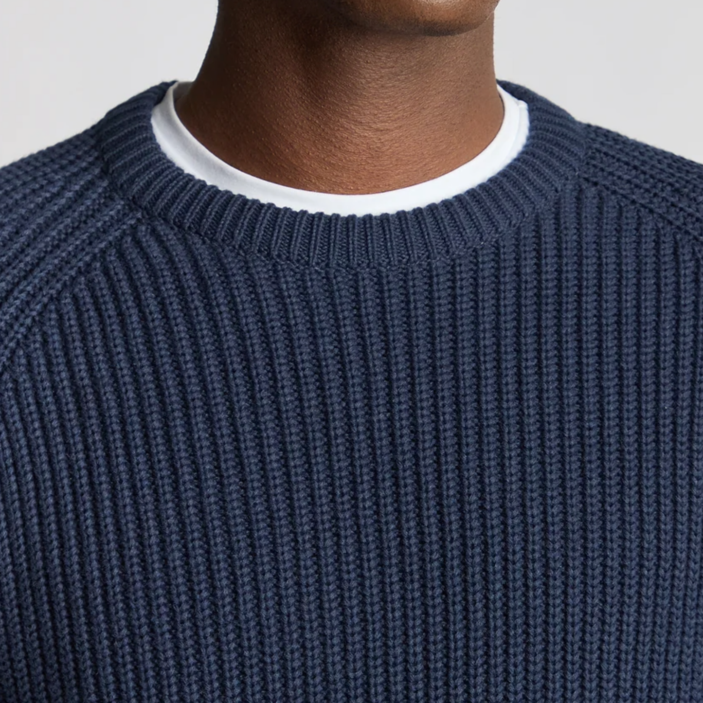 Remus Tapered Fit Chunky Knit Sweater - Navy