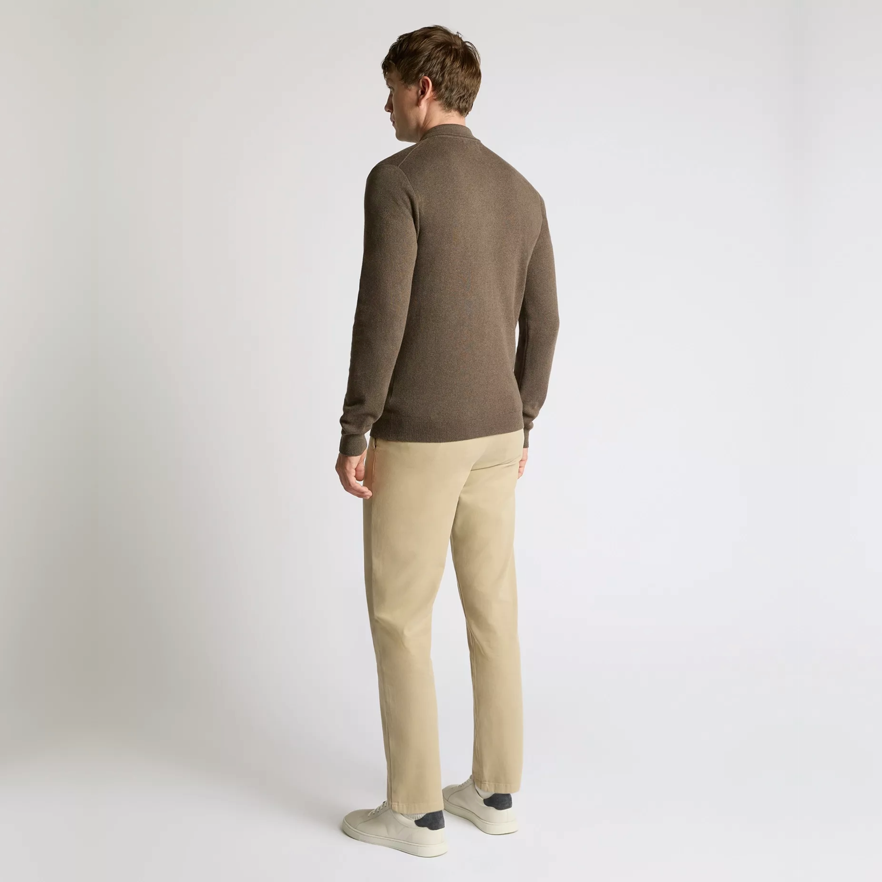 Remus Long Sleeve Cotton Knit Polo - Brown