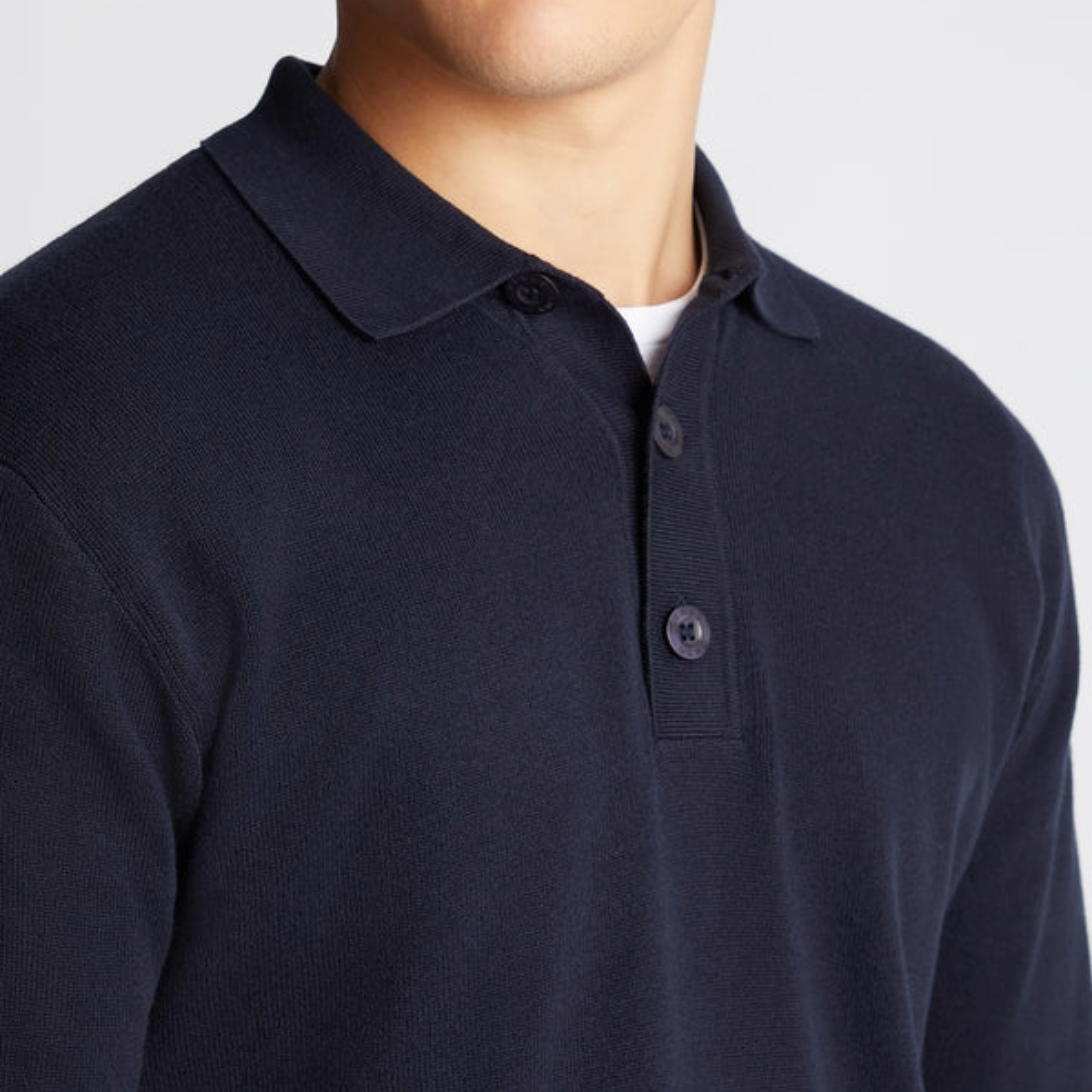 Remus Relaxed Fit Long Sleeve Polo - Navy