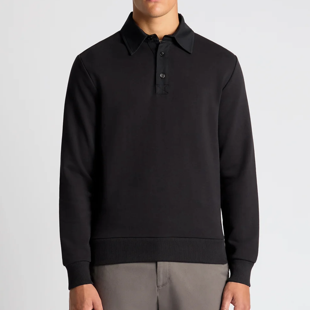 Remus Regular Fit Cotton-Stretch Jersey Polo - Black