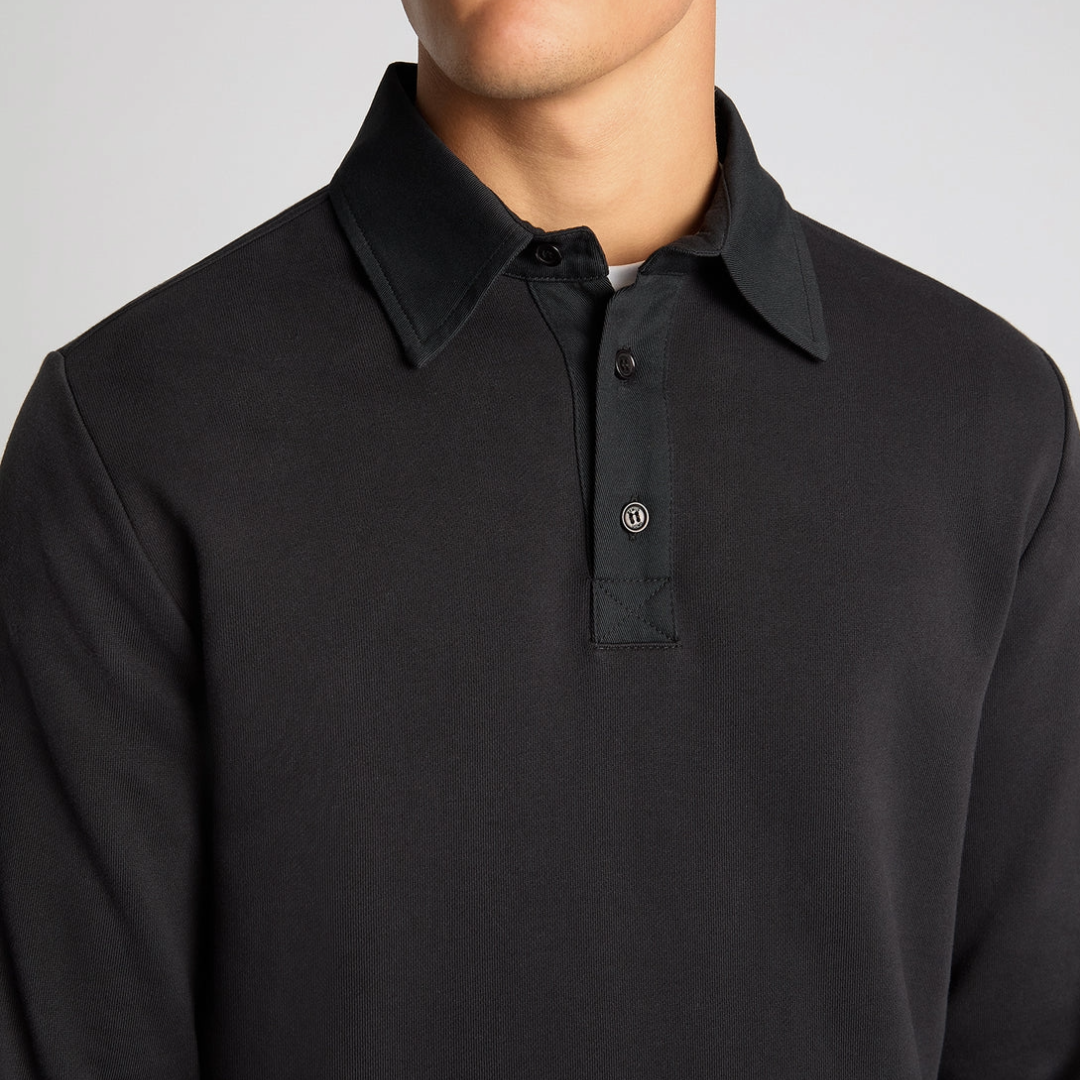 Remus Regular Fit Cotton-Stretch Jersey Polo - Black