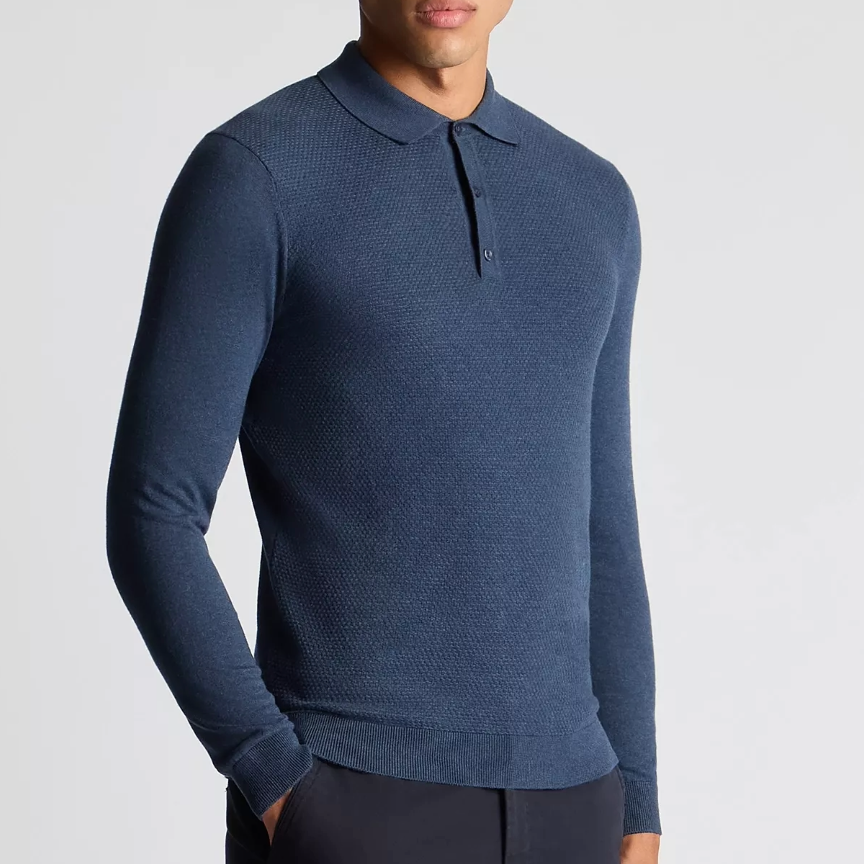 Remus Slim Fit Cotton Knitted Polo - Blue