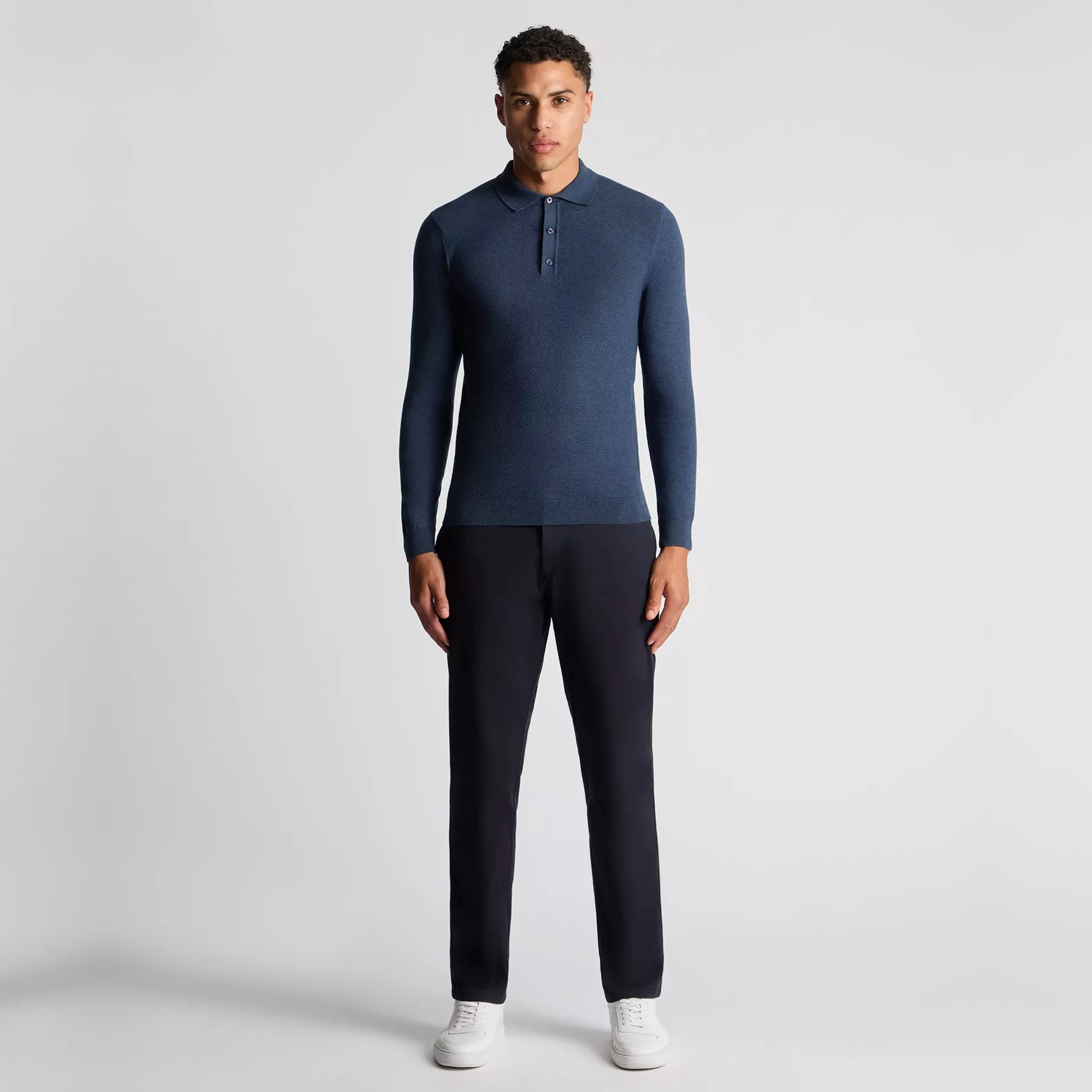 Remus Slim Fit Cotton Knitted Polo - Blue