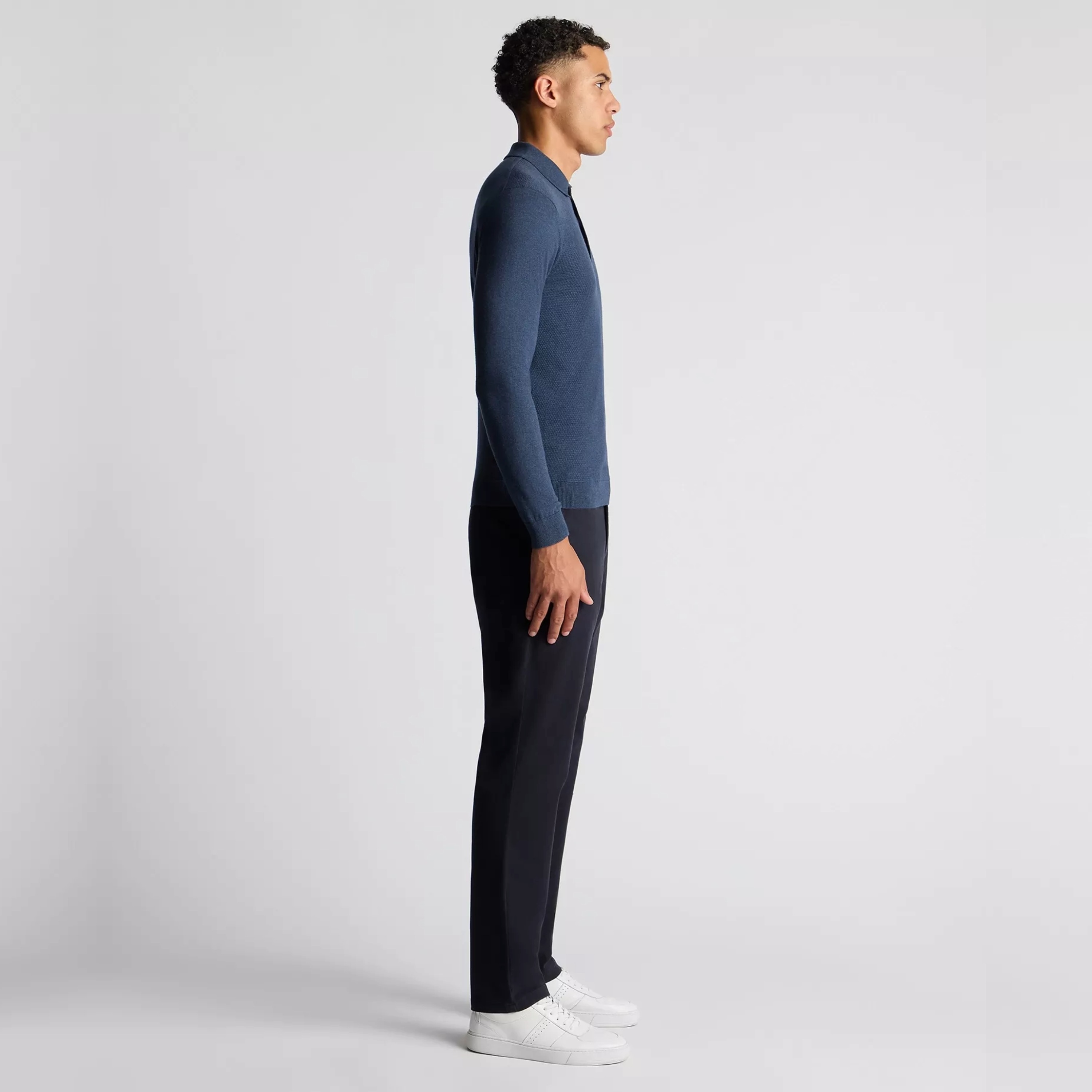 Remus Slim Fit Cotton Knitted Polo - Blue