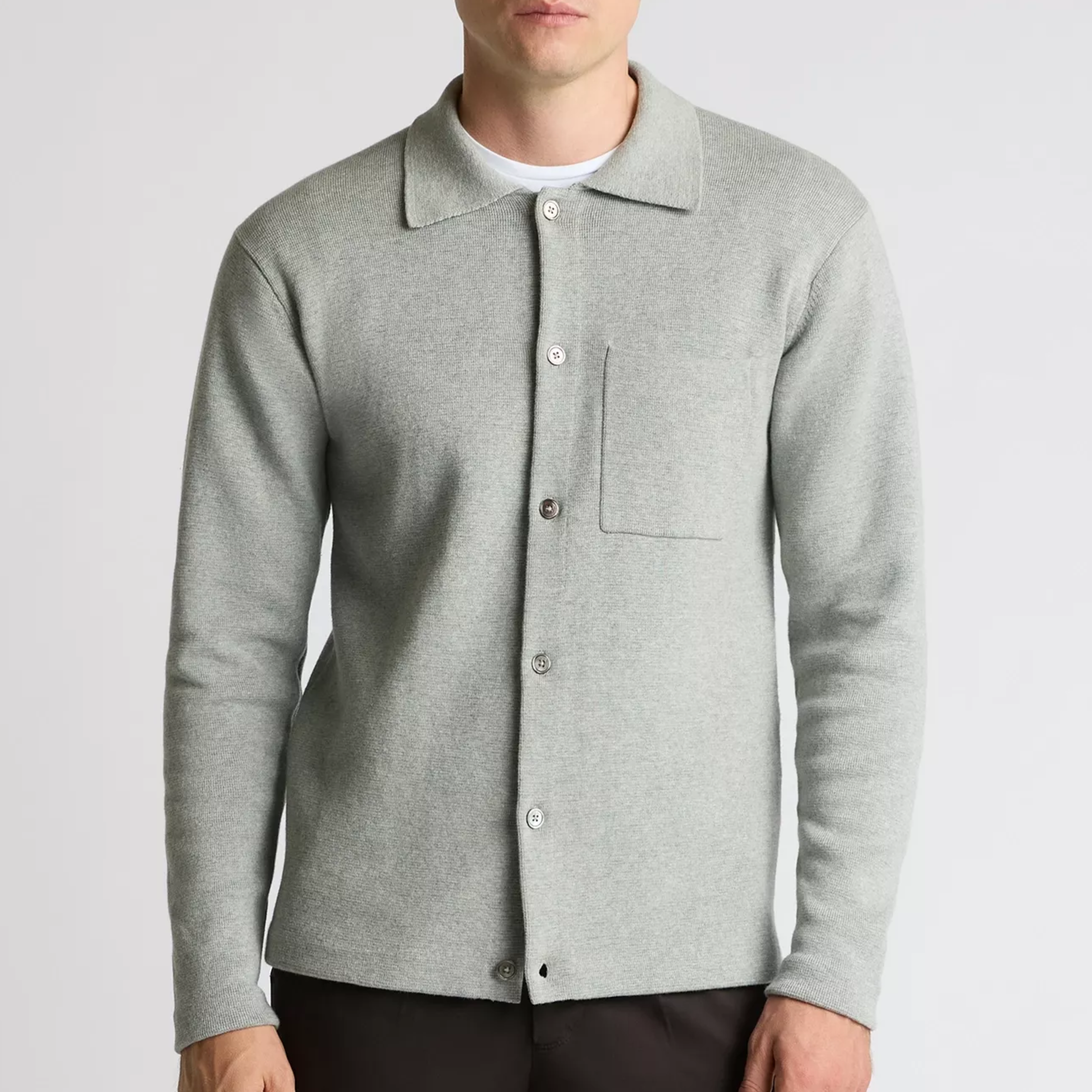 Remus Polo Collar Cardigan - Light Grey