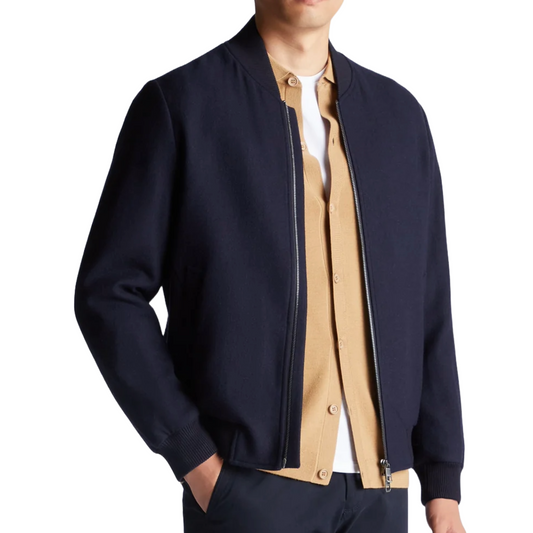 Remus Tapered Fit Wool-Blend Bomber Jacket - Navy