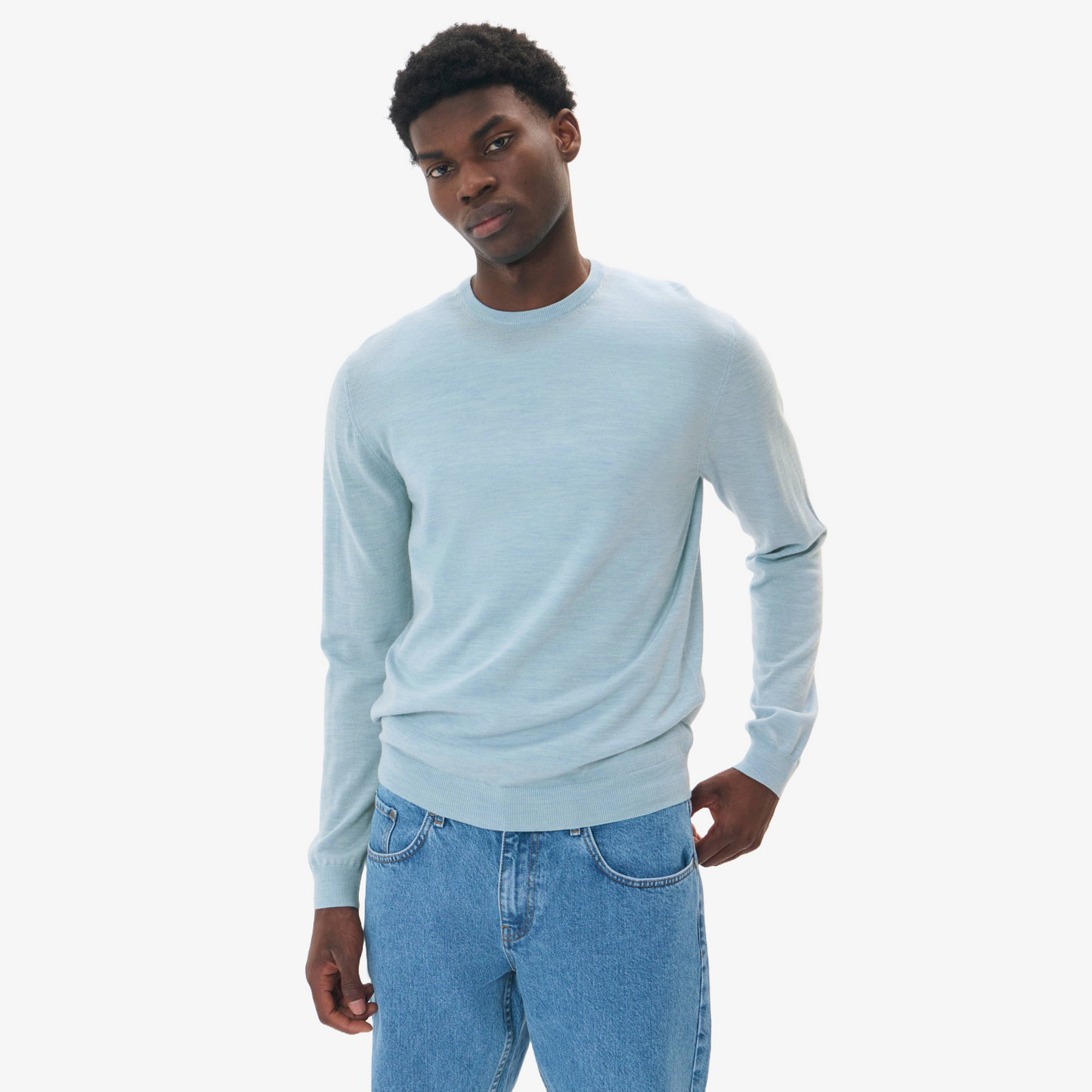 Matinique Margrate Merino Wool Crew - Chambray Blue