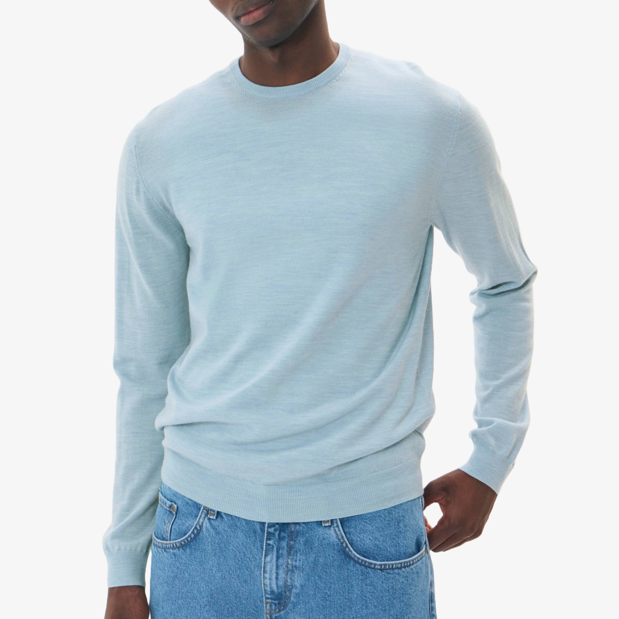 Matinique Margrate Merino Wool Crew - Chambray Blue