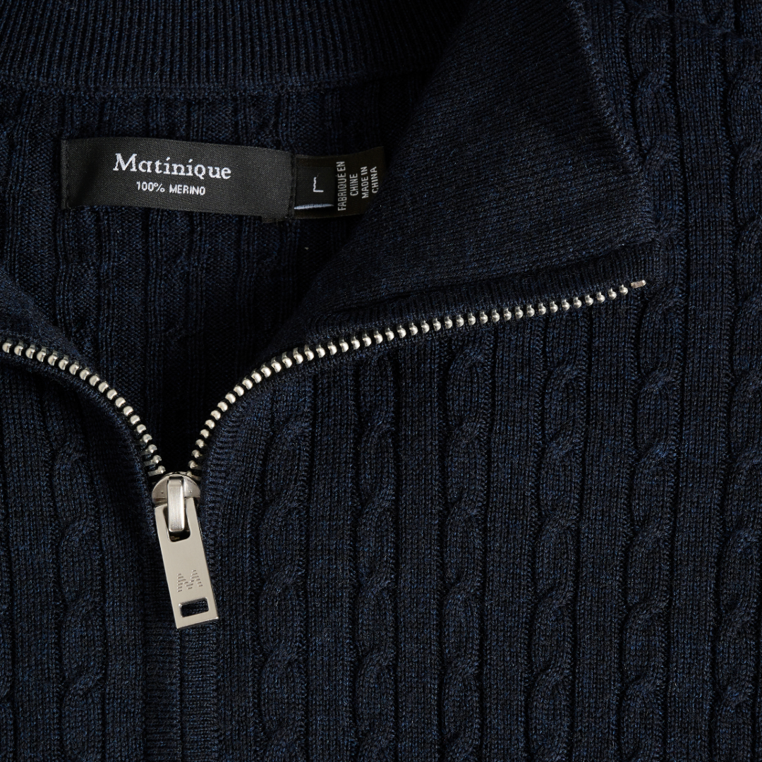 Matinique MAmason Half Zip Cable Pullover - Dark Navy