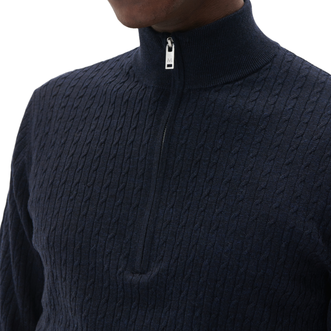 Matinique MAmason Half Zip Cable Pullover - Dark Navy