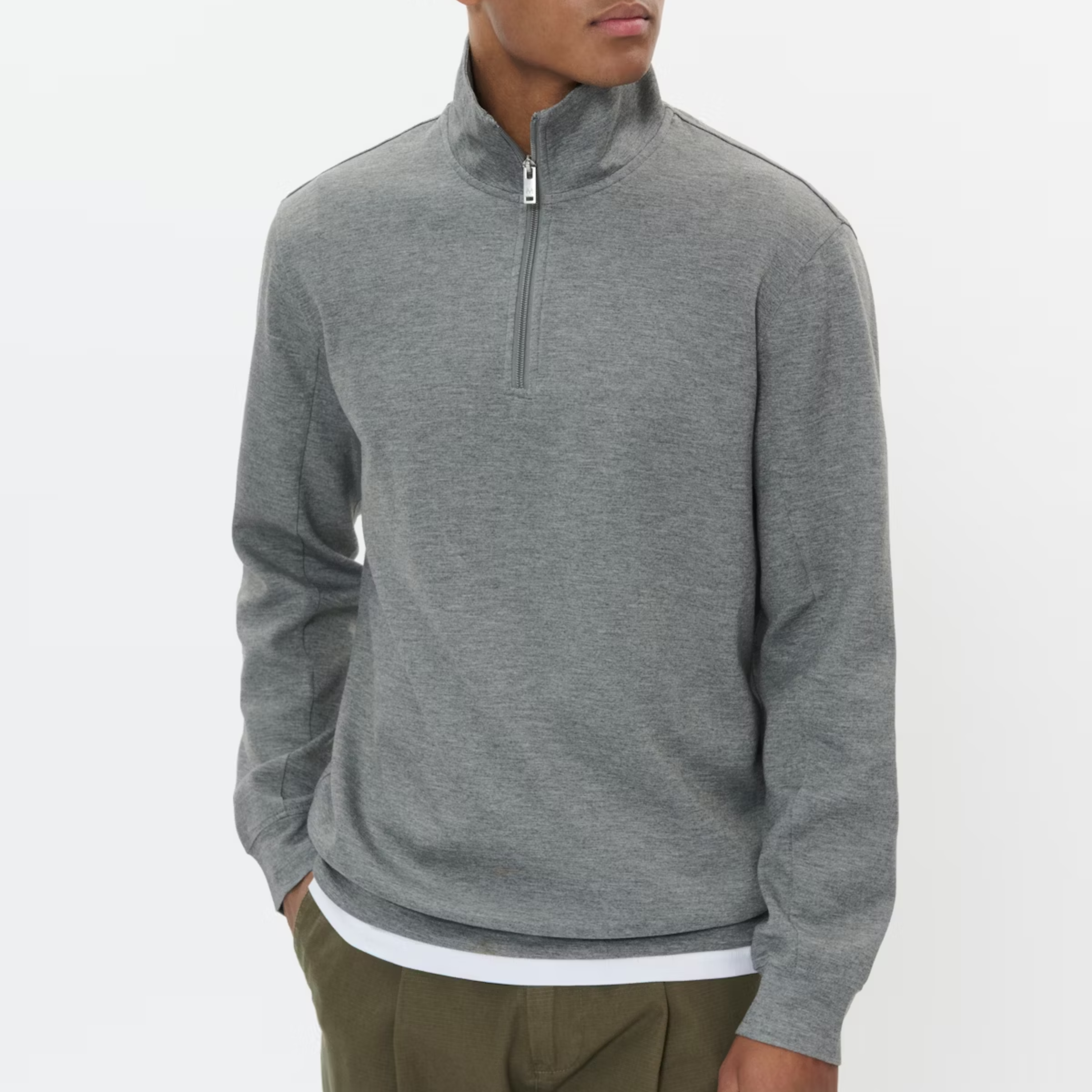 Matinique MAkade Half Zip Sweatshirt - Medium Grey Melange