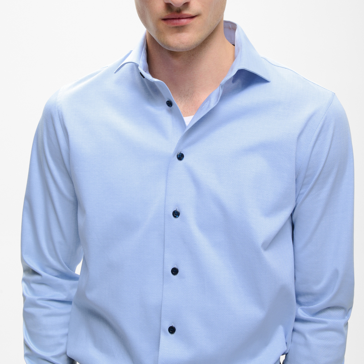 Matinique Mamarc Tonal Herringbone Shirt - Light Blue