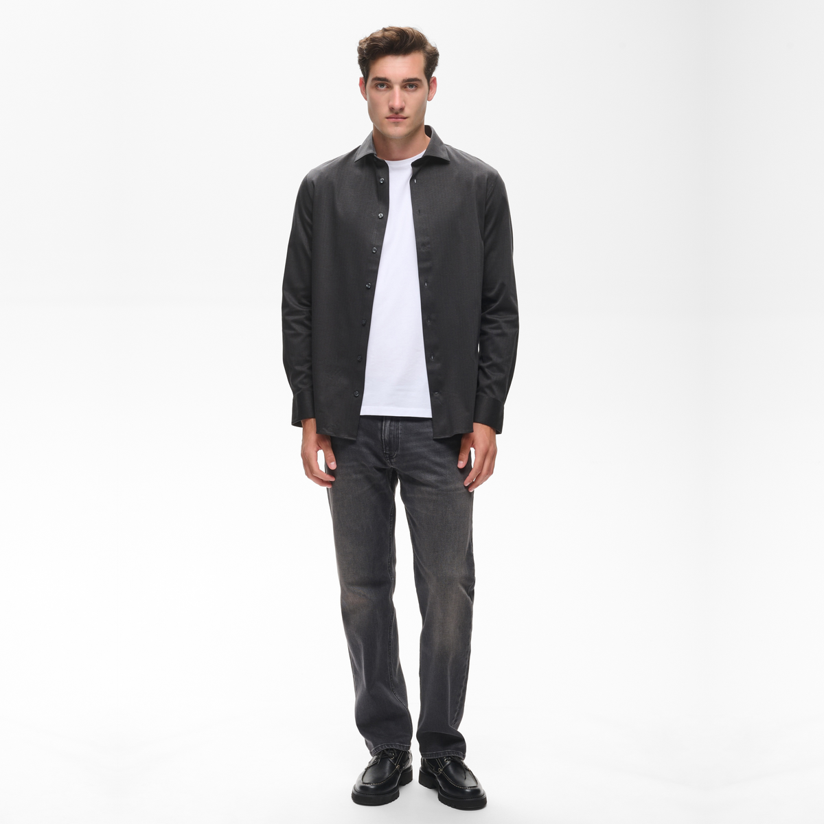 Matinique Mamarc Tonal Herringbone Shirt - Black