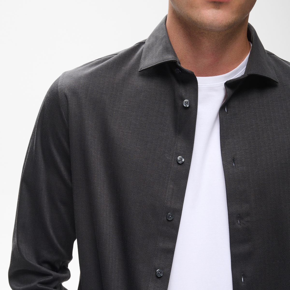 Matinique Mamarc Tonal Herringbone Shirt - Black