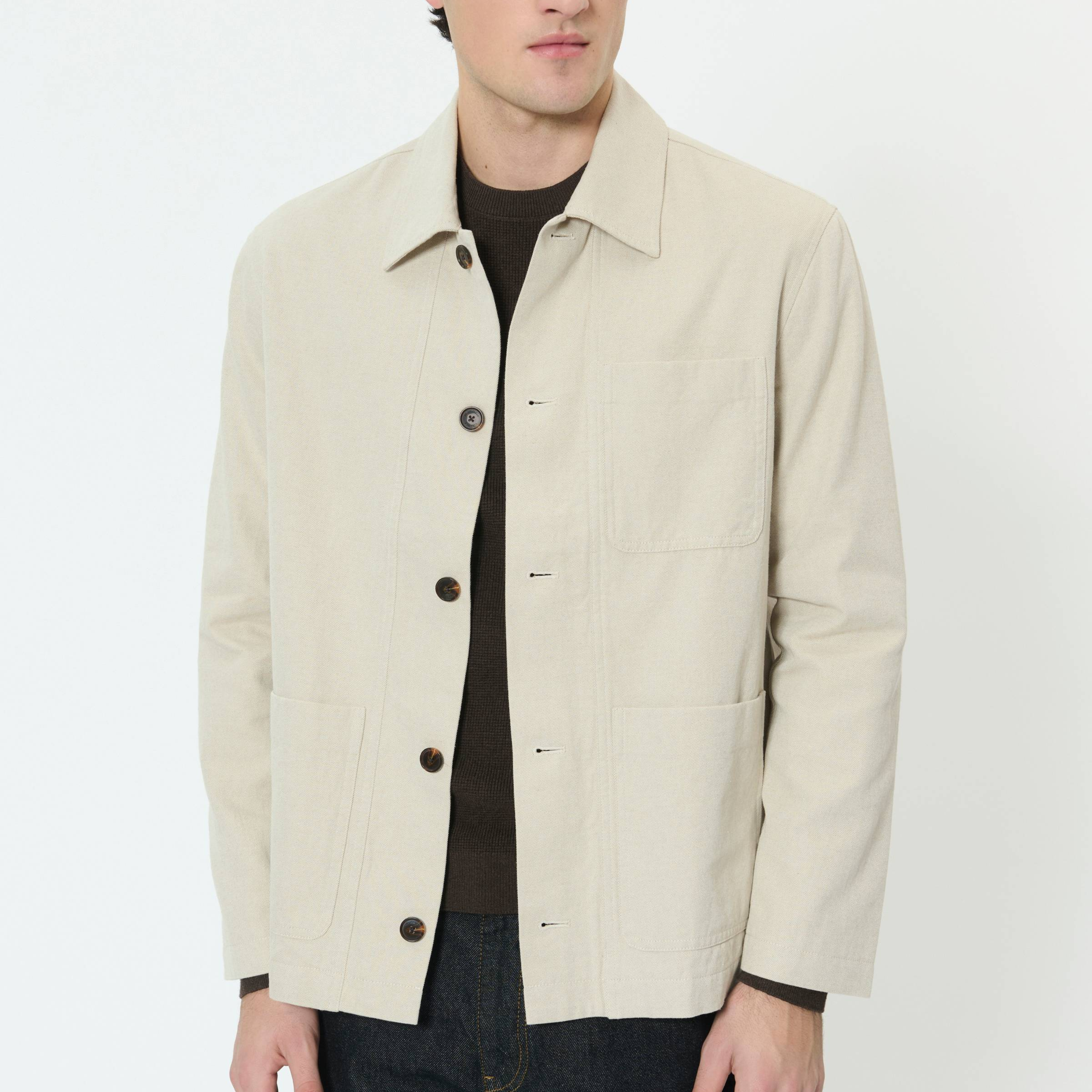 Matinique Macombs Cotton Linen Mix Overshirt - Fog