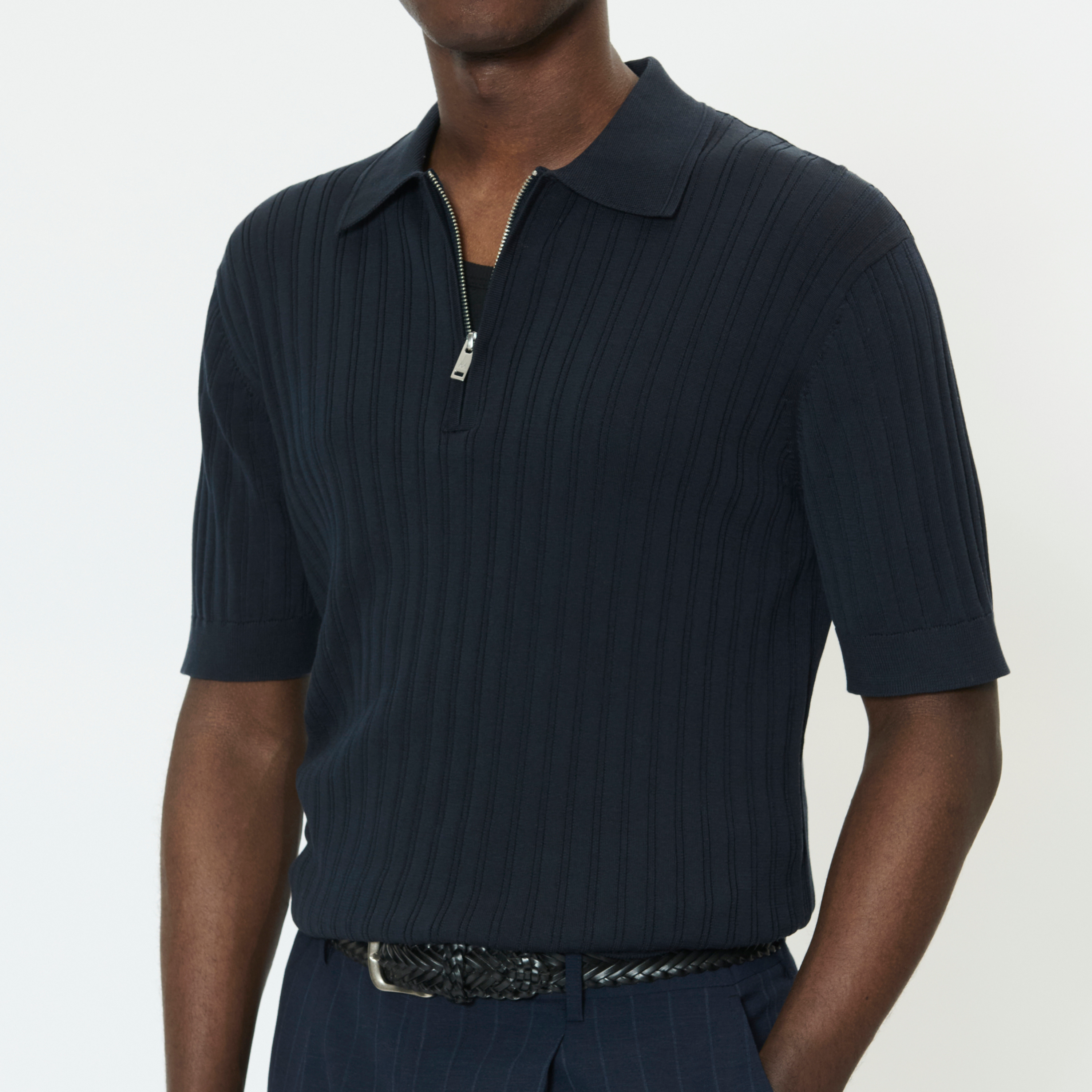 Matinique Mapolo Knitted Zip Polo - Dark Navy
