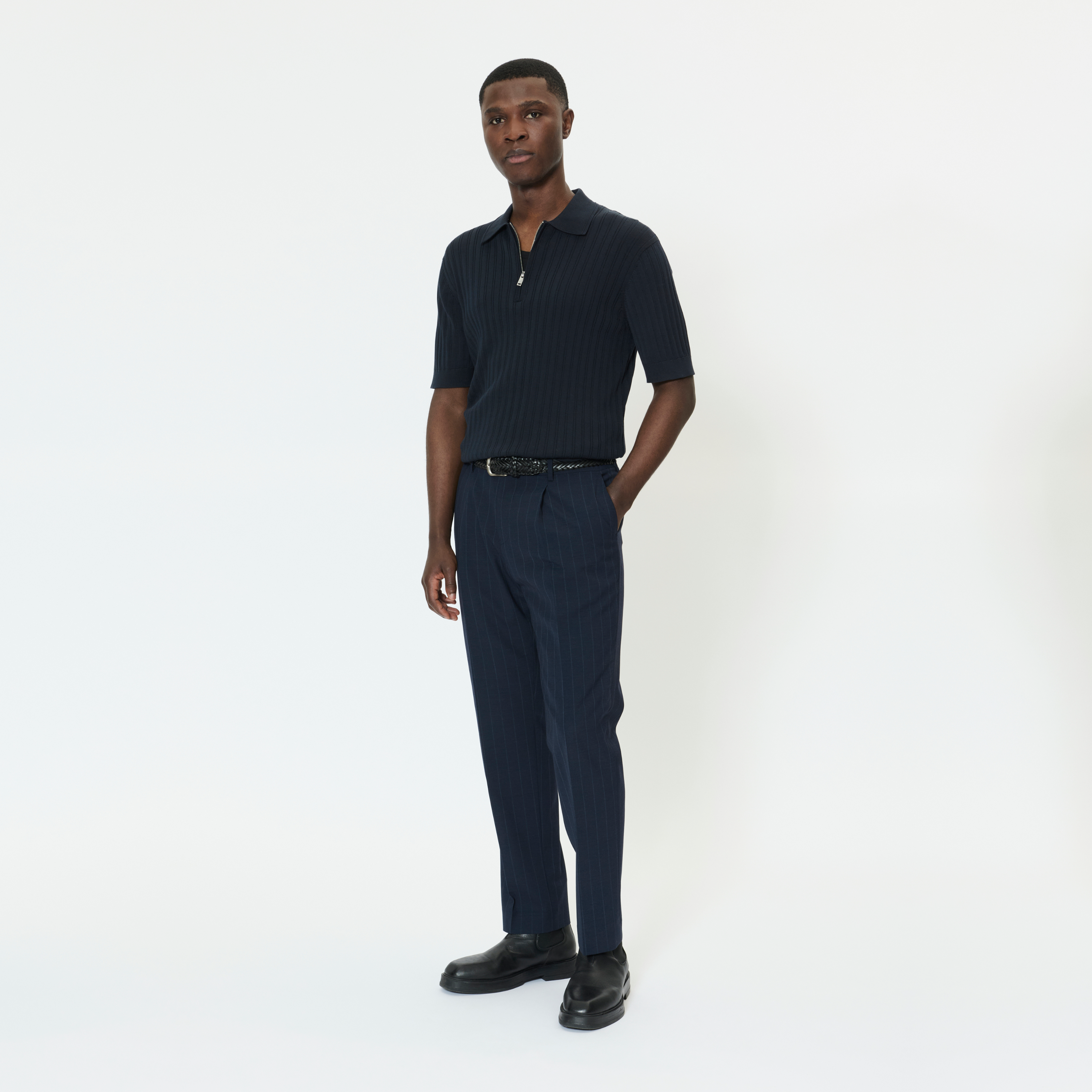 Matinique Mapolo Knitted Zip Polo - Dark Navy