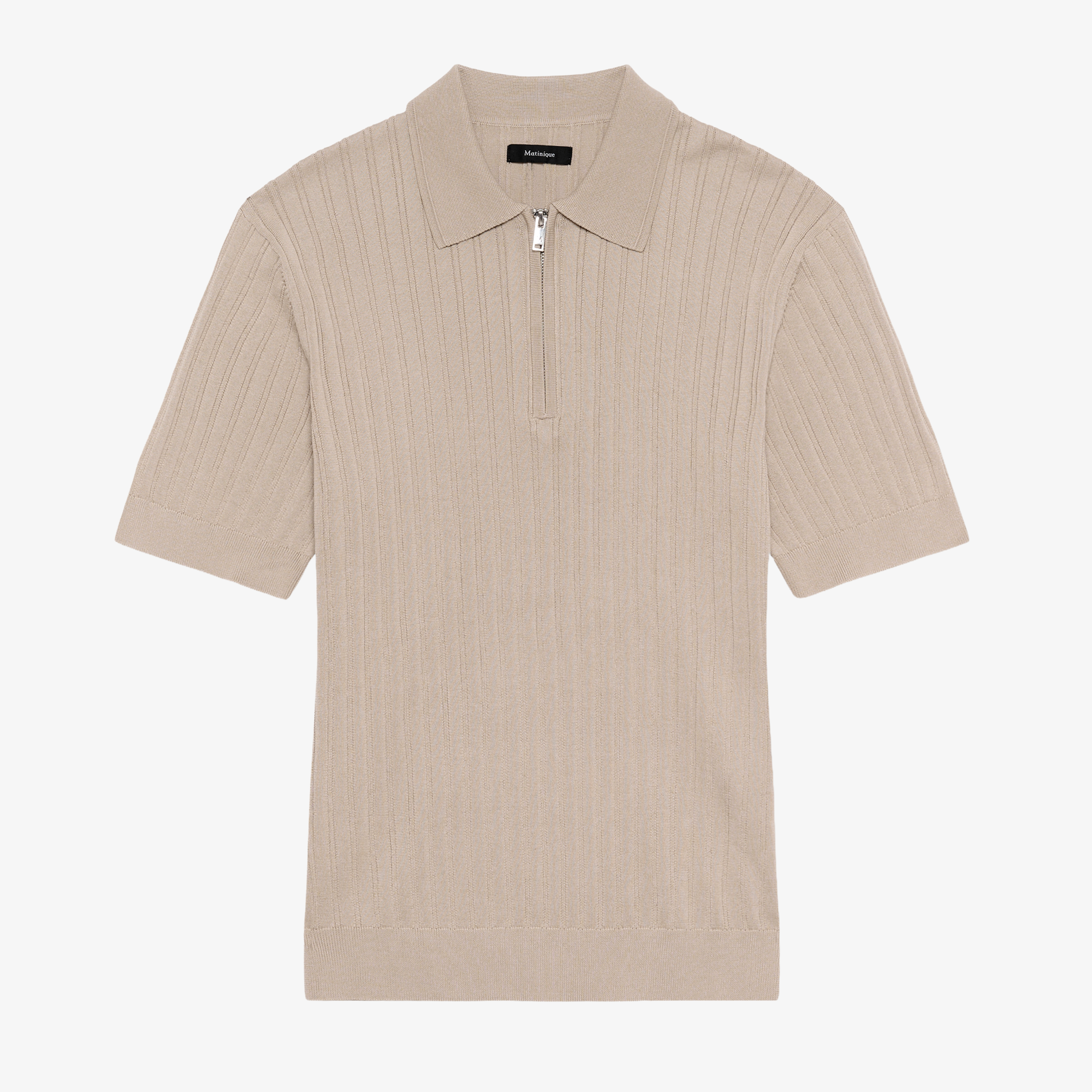 Matinique Mapolo Knitted Zip Polo - Plaza Taupe