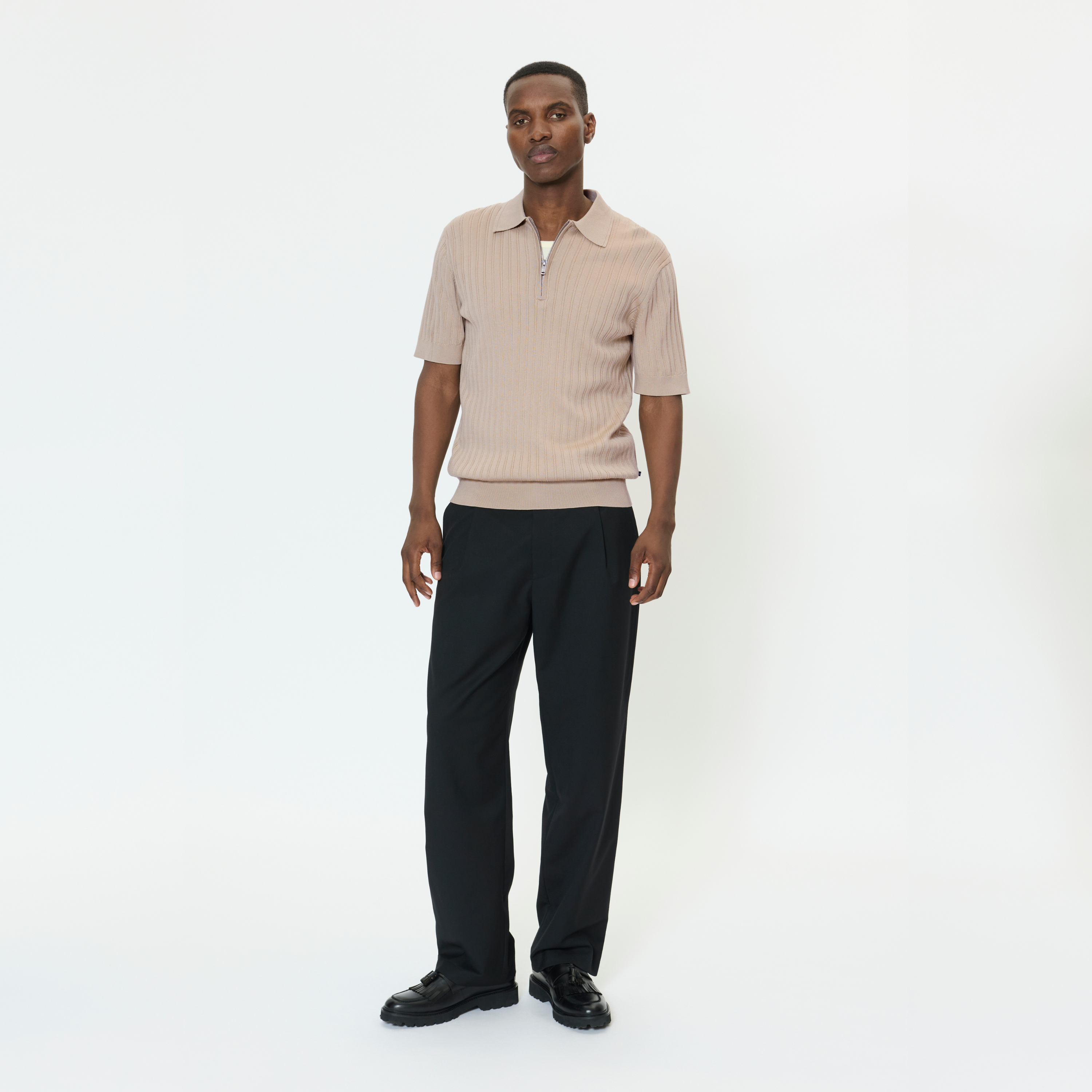 Matinique Mapolo Knitted Zip Polo - Plaza Taupe