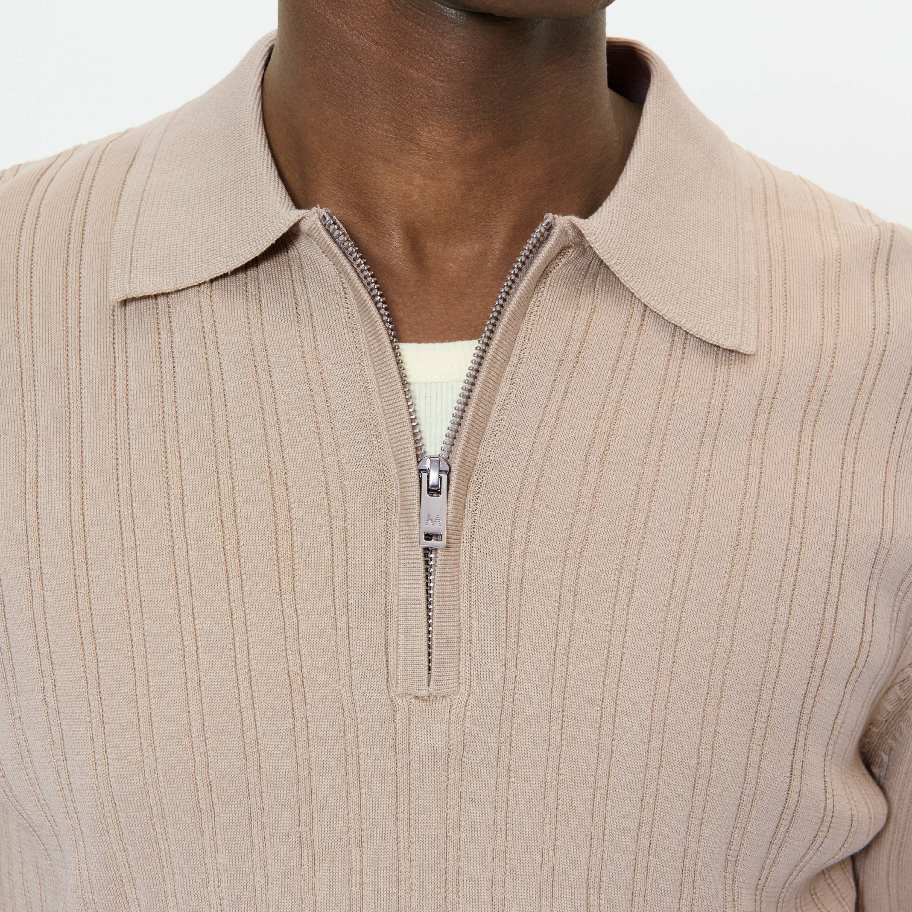 Matinique Mapolo Knitted Zip Polo - Plaza Taupe