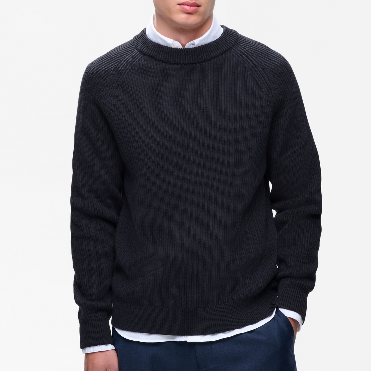 Matinique Mahellson Ribbed Knit Crew Jumper - Dark Navy