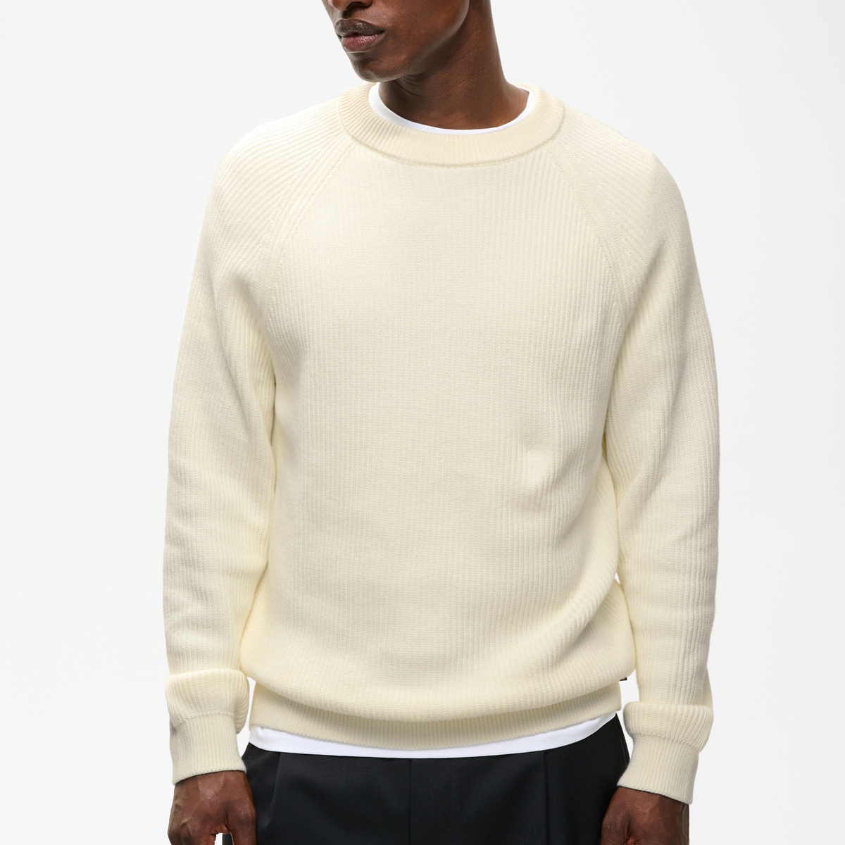 Matinique Mahellson Ribbed Knit Crew Jumper - Off White