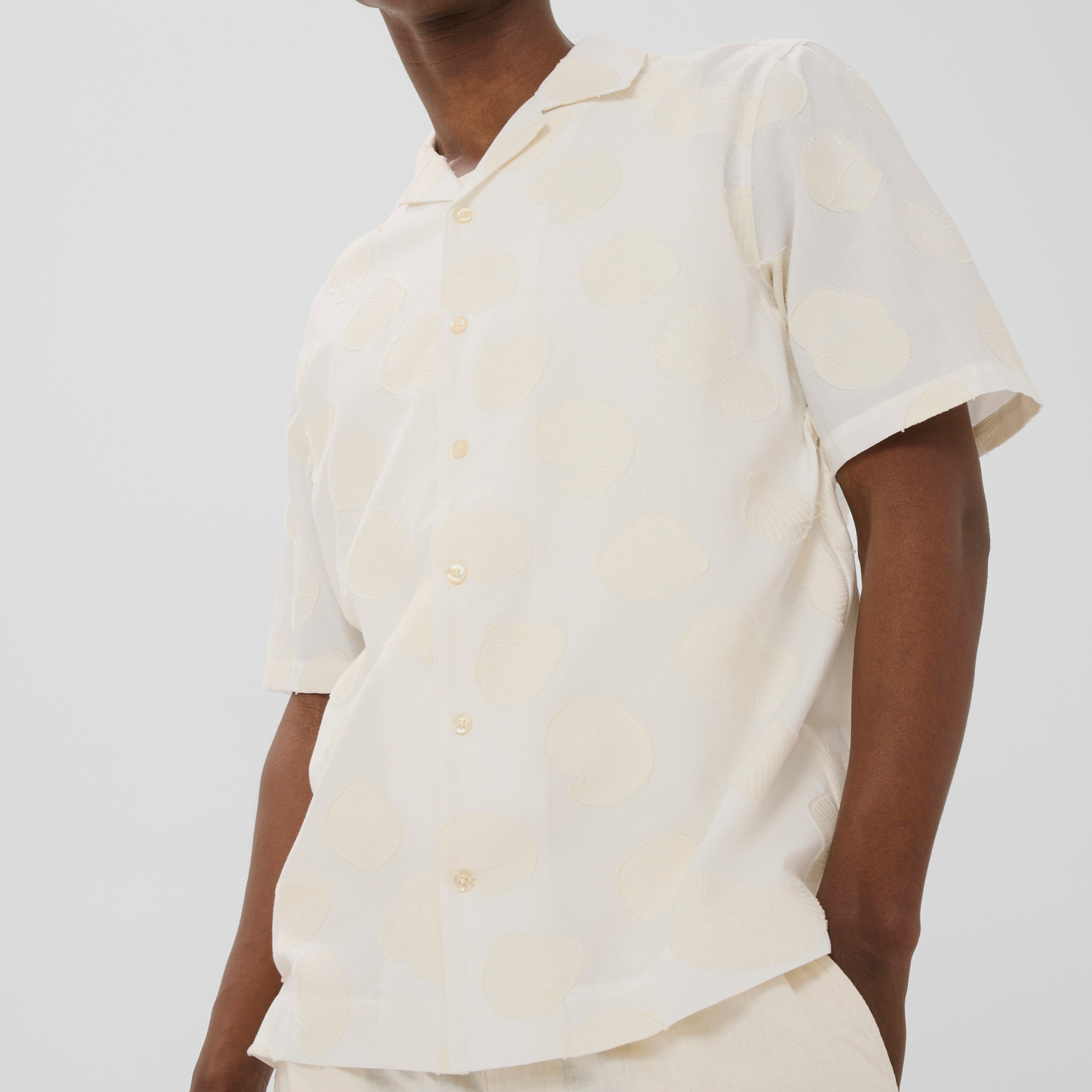 Matinique Maklampo Short Sleeve Jacquard Shirt - Off White