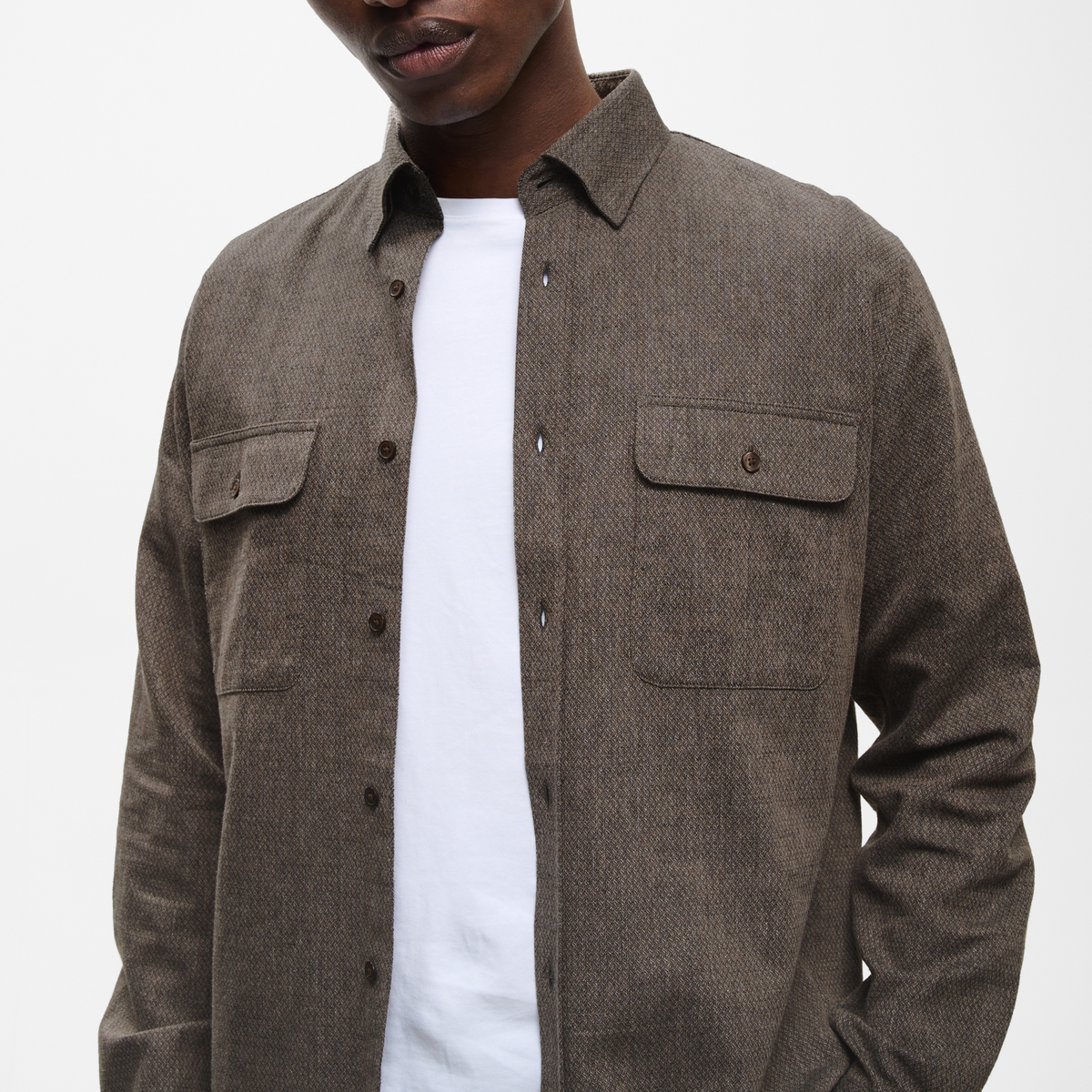 Matinique Machristaldo Textured Overshirt - Turkish Coffee