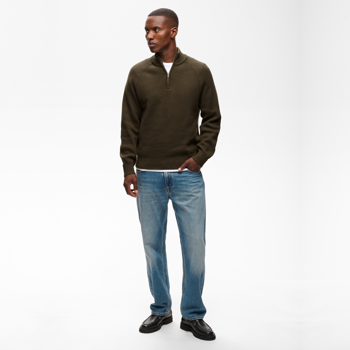 Matinique Mahellson Half Zip Knitted Jumper - Turkish Coffee