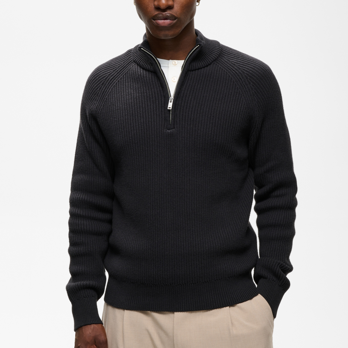 Matinique Mahellson Half Zip Knitted Jumper - Black