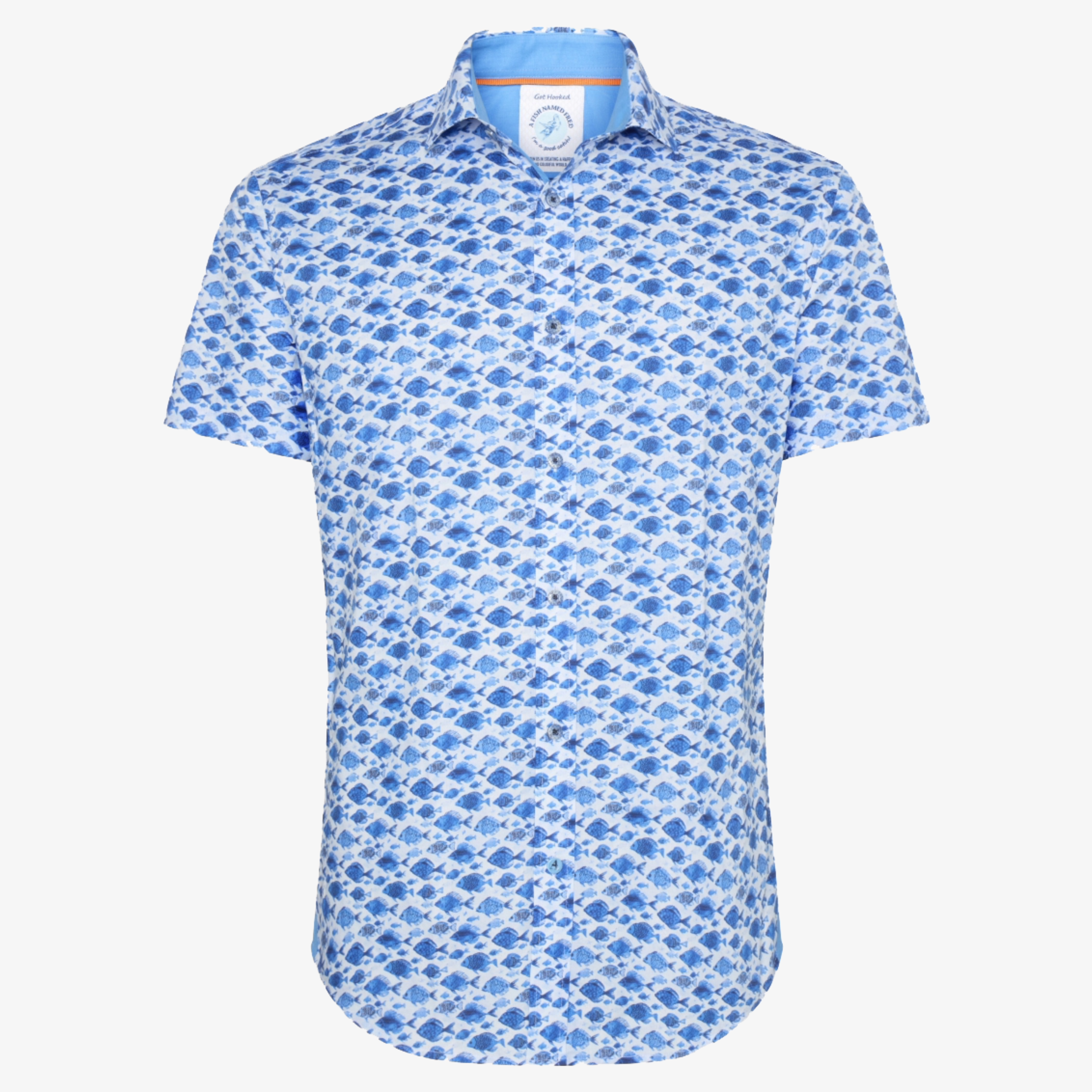 A Fish Named Fred Fish Short Sleeve Shirt - Cobalt Blue