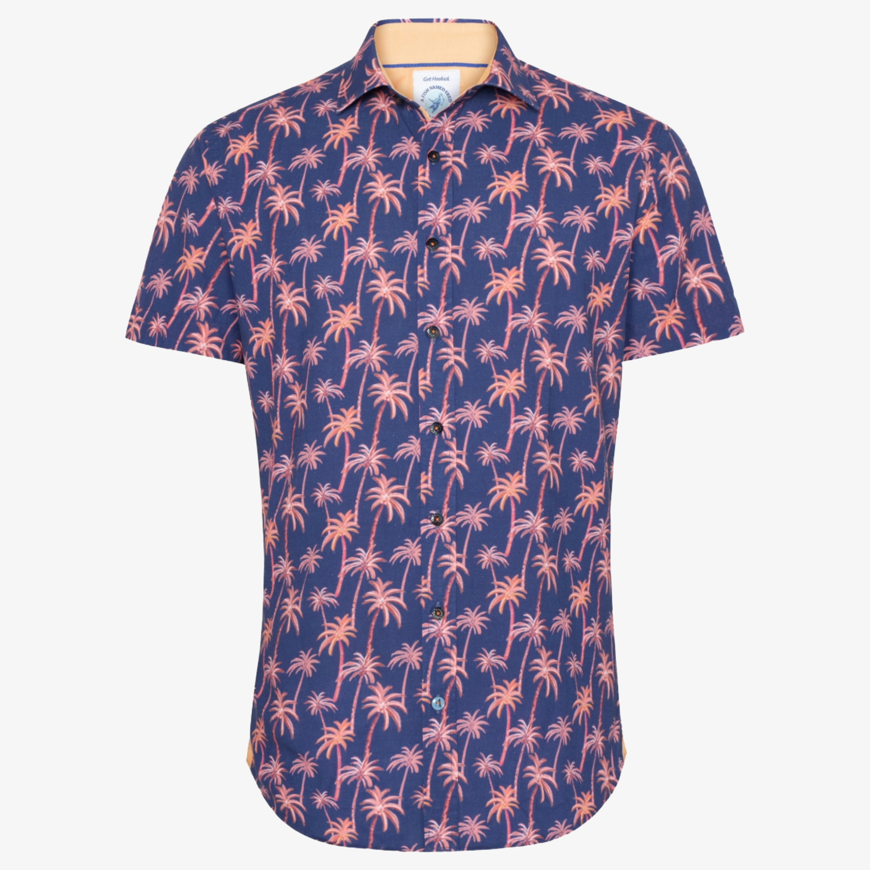 A Fish Named Fred Palm Trees Short Sleeve Shirt - Cobalt Blue