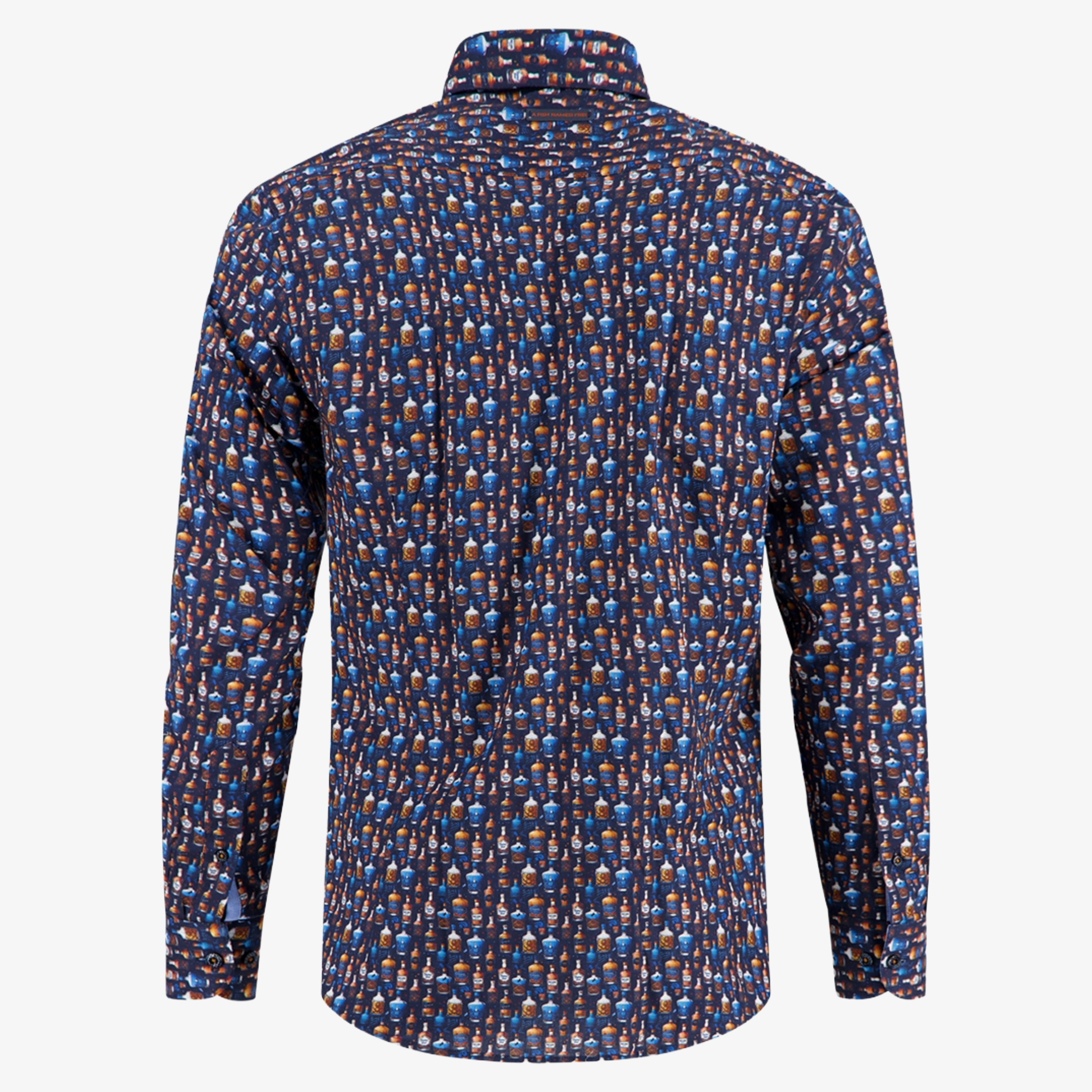 A Fish Named Fred Bottle Printed Shirt - Navy