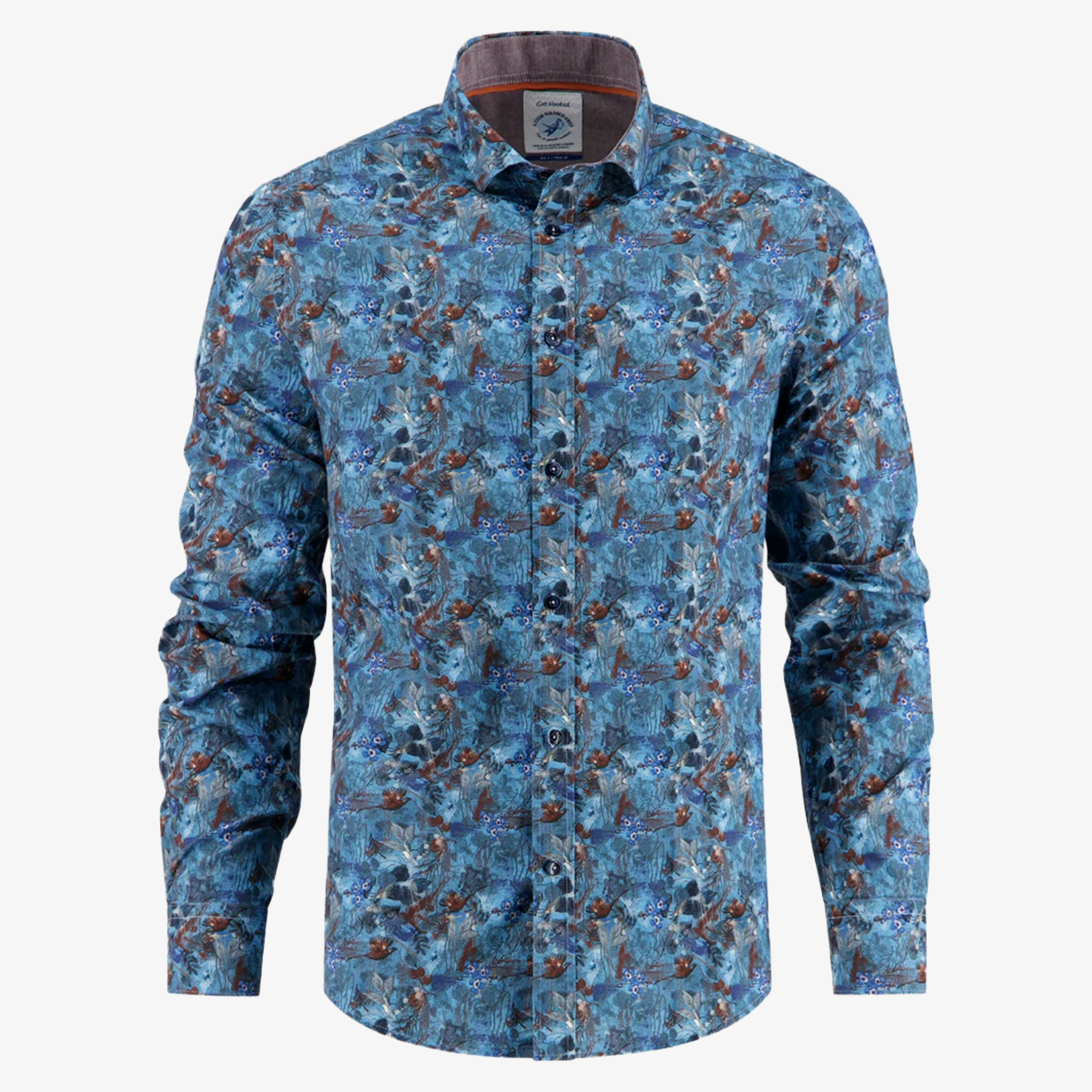 A Fish Named Fred Watercolour Highland Shirt - Jeans Blue