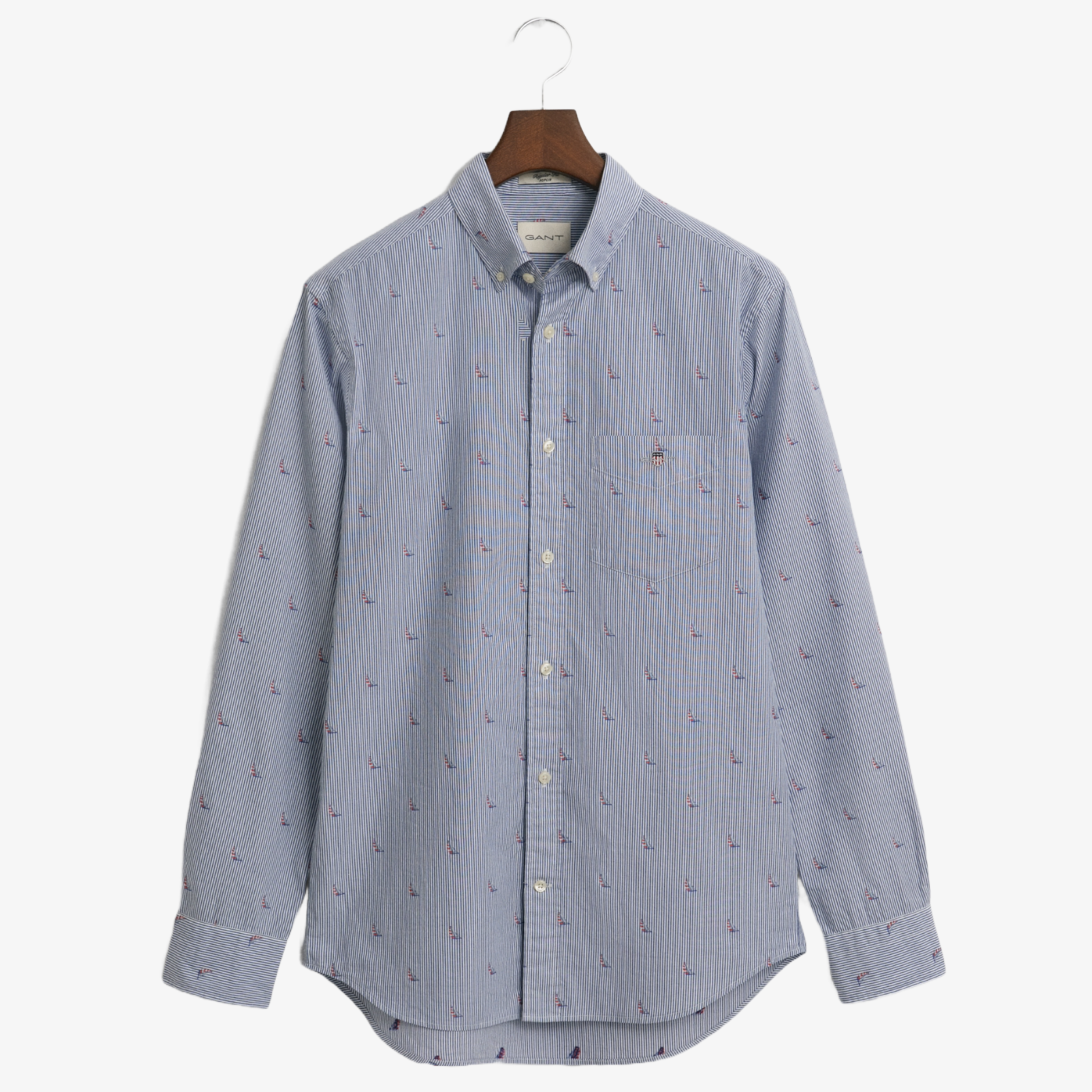 Gant Regular Fit Sailing Fil Coupé Shirt - College Blue