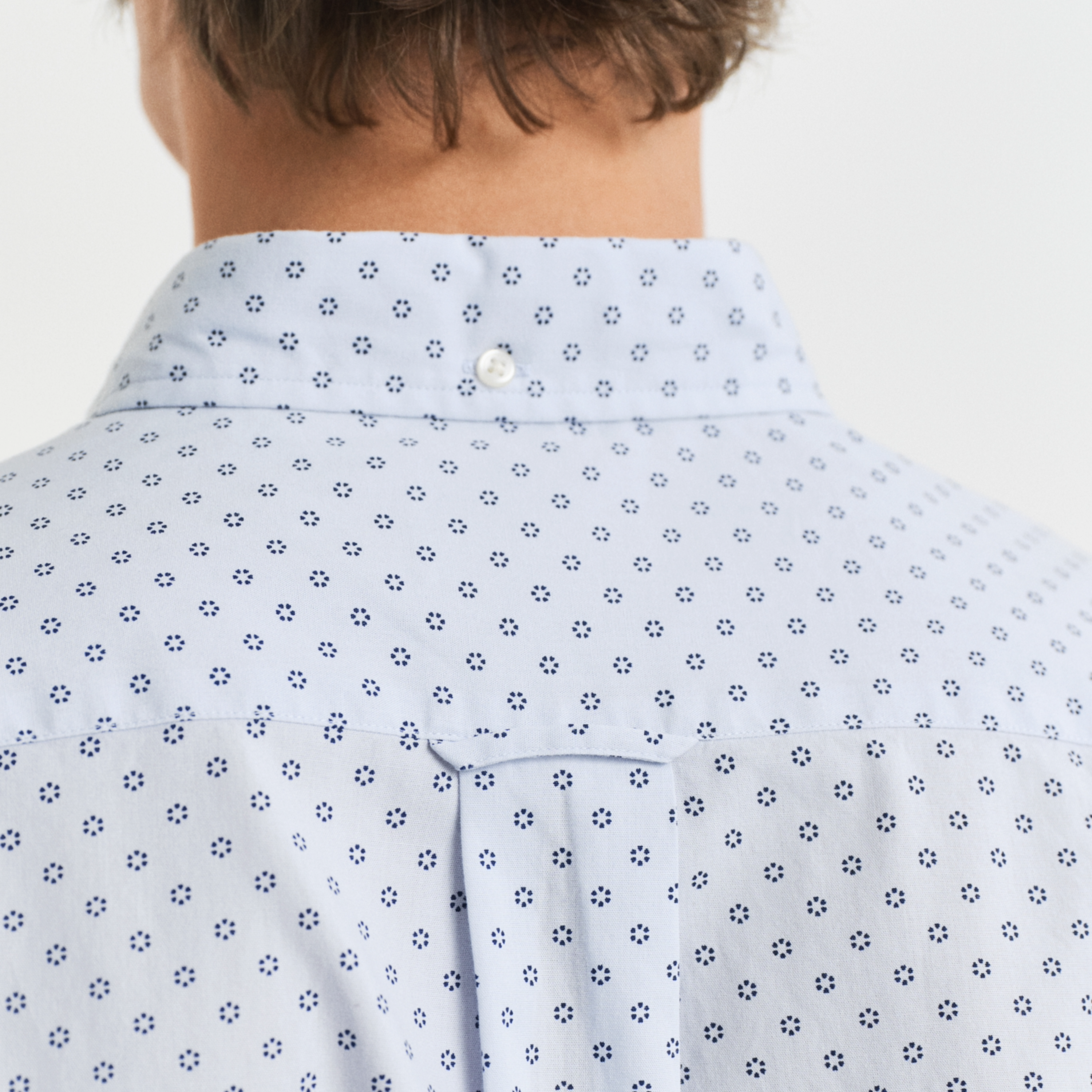 Gant Regular Fit Micro Print Short Sleeve Shirt - Light Blue