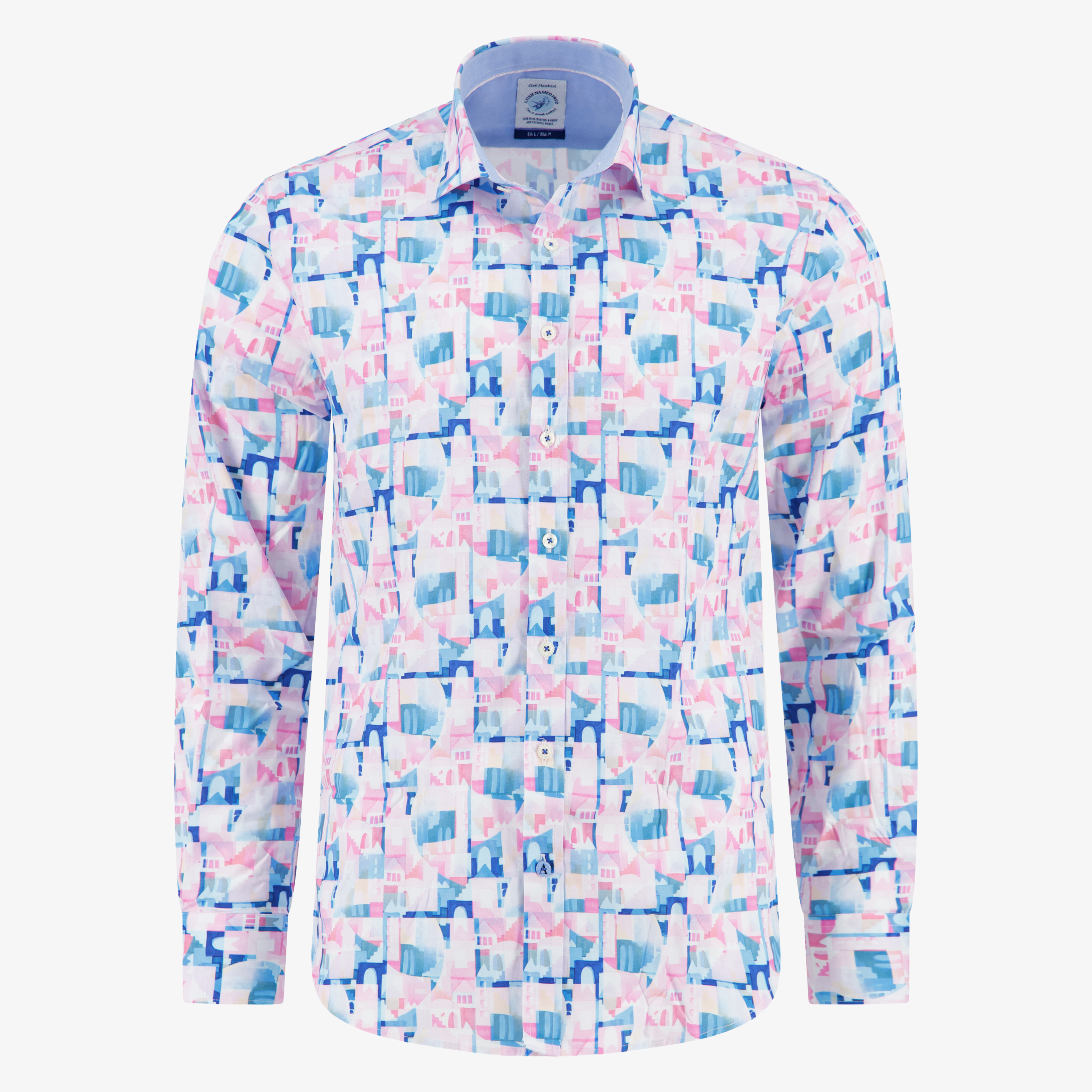 A Fish Named Fred Long Sleeve Abstract City Shirt - Rose Pink