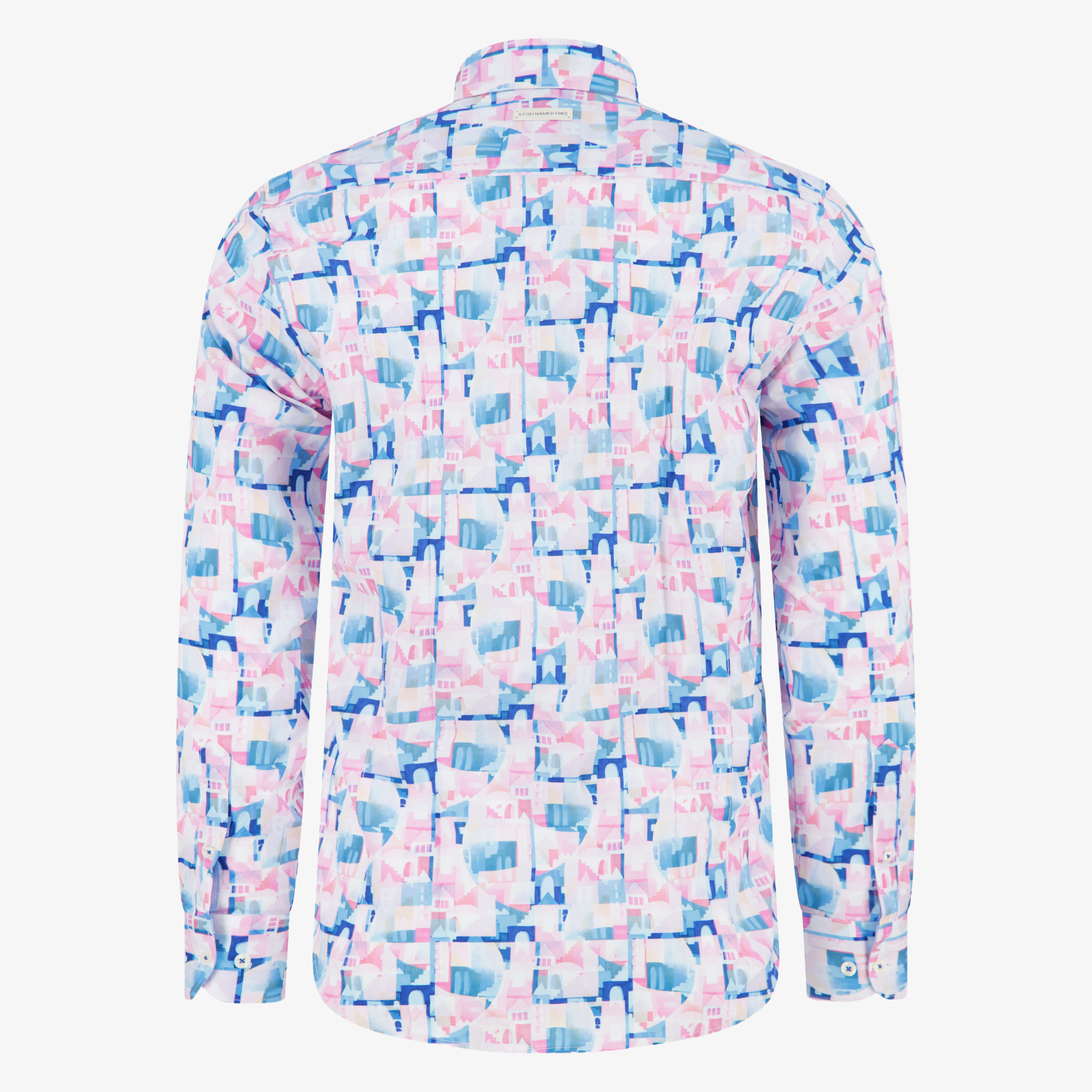 A Fish Named Fred Long Sleeve Abstract City Shirt - Rose Pink
