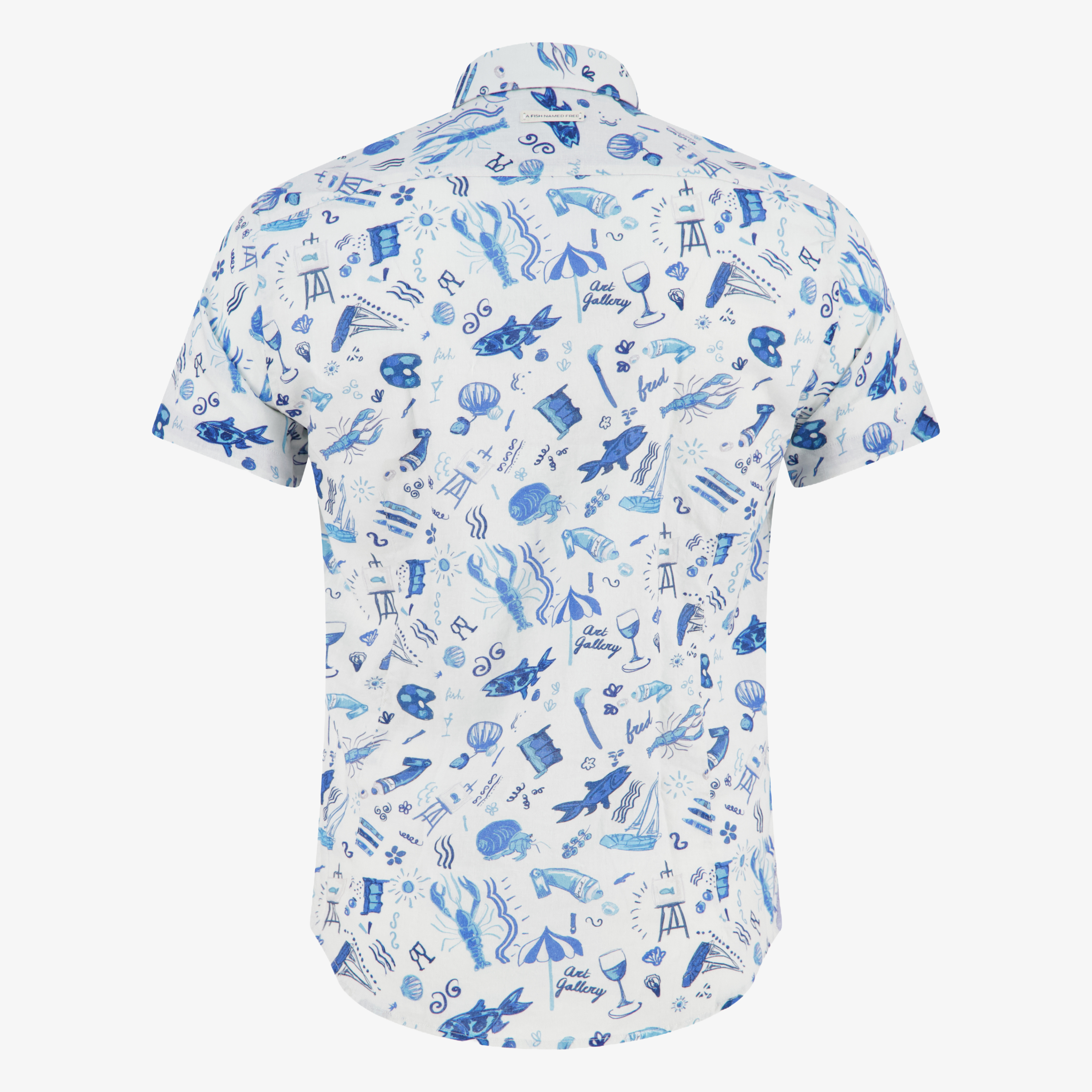 A Fish Named Fred Short Sleeve Doodle Shirt - Cobalt