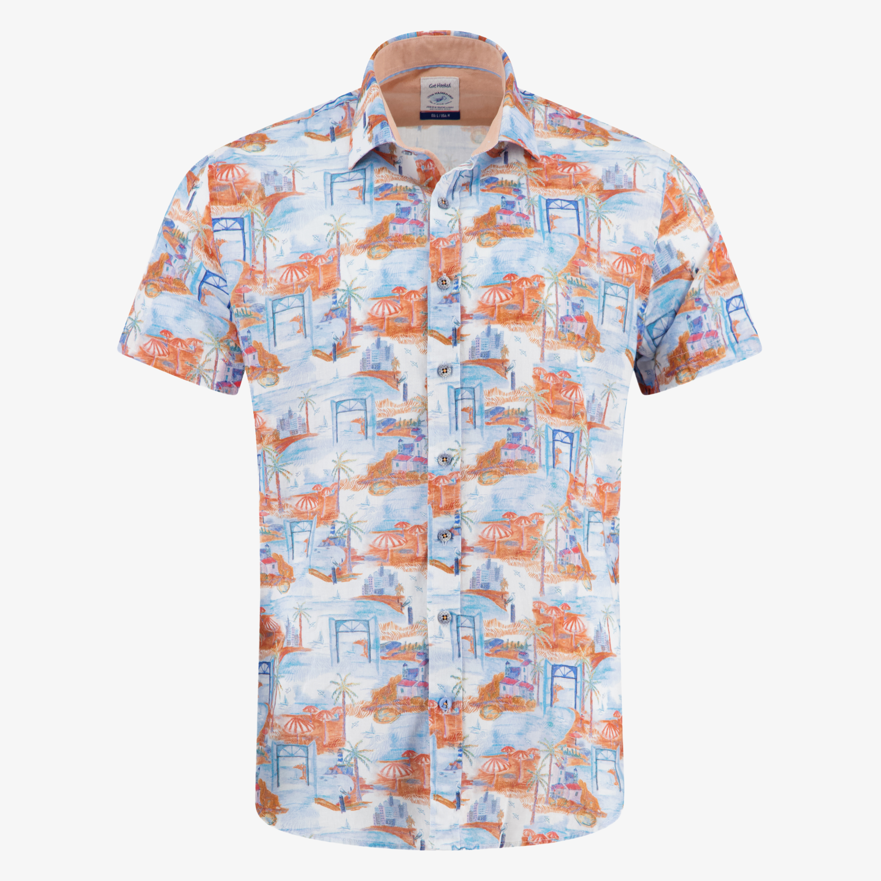 A Fish Named Fred Short Sleeve Island Shirt - Orange