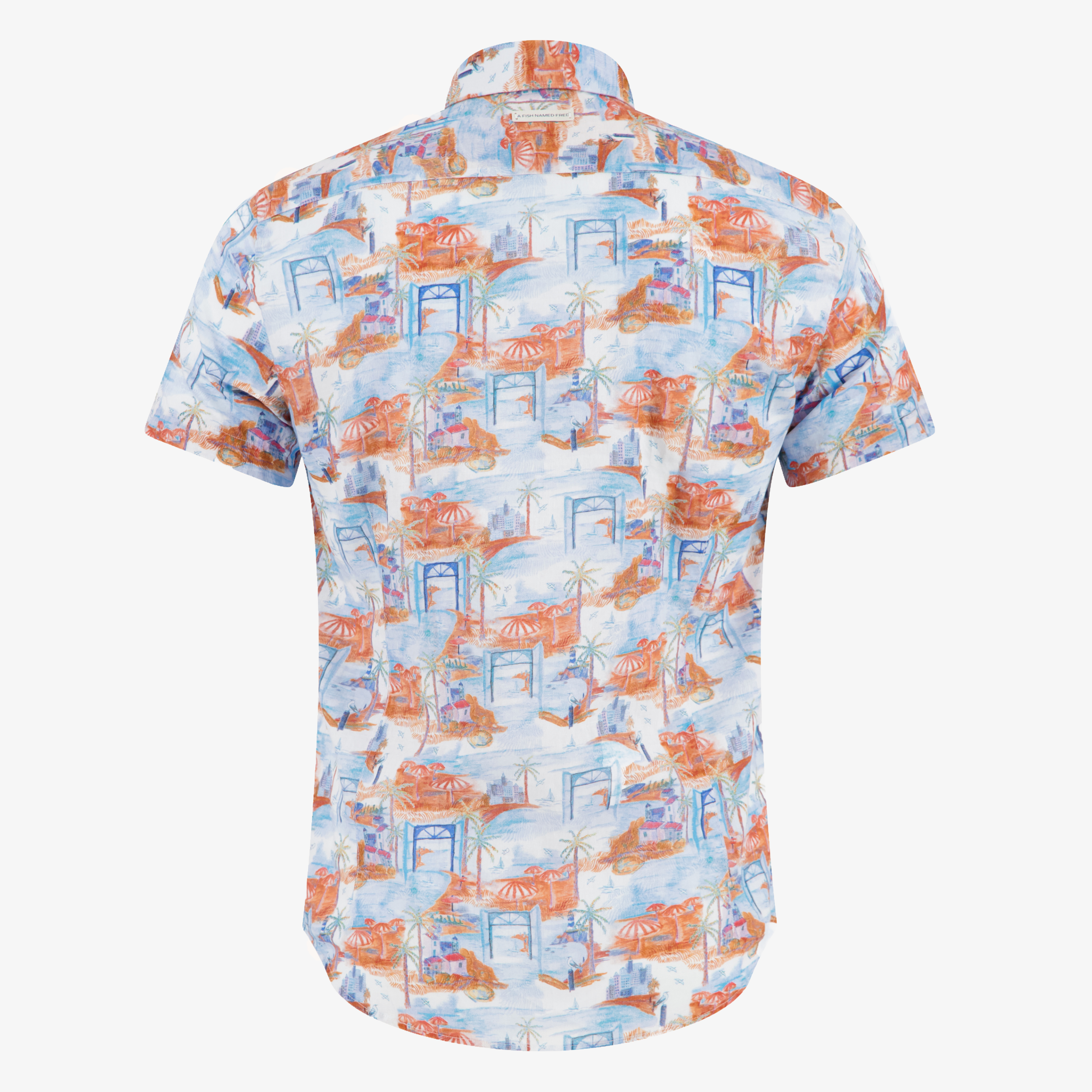 A Fish Named Fred Short Sleeve Island Shirt - Orange