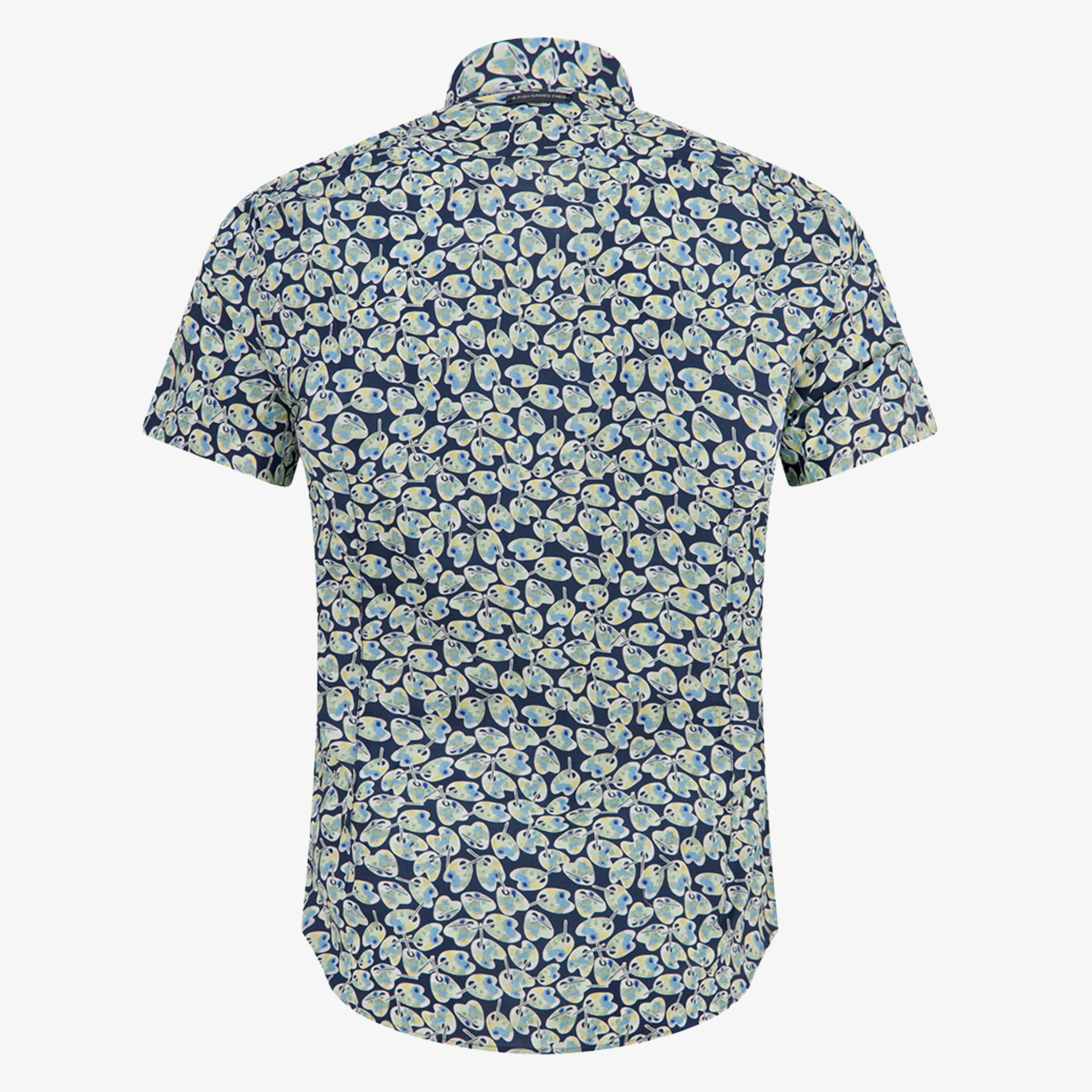A Fish Named Fred Short Sleeve Paint Palettes Shirt - Navy