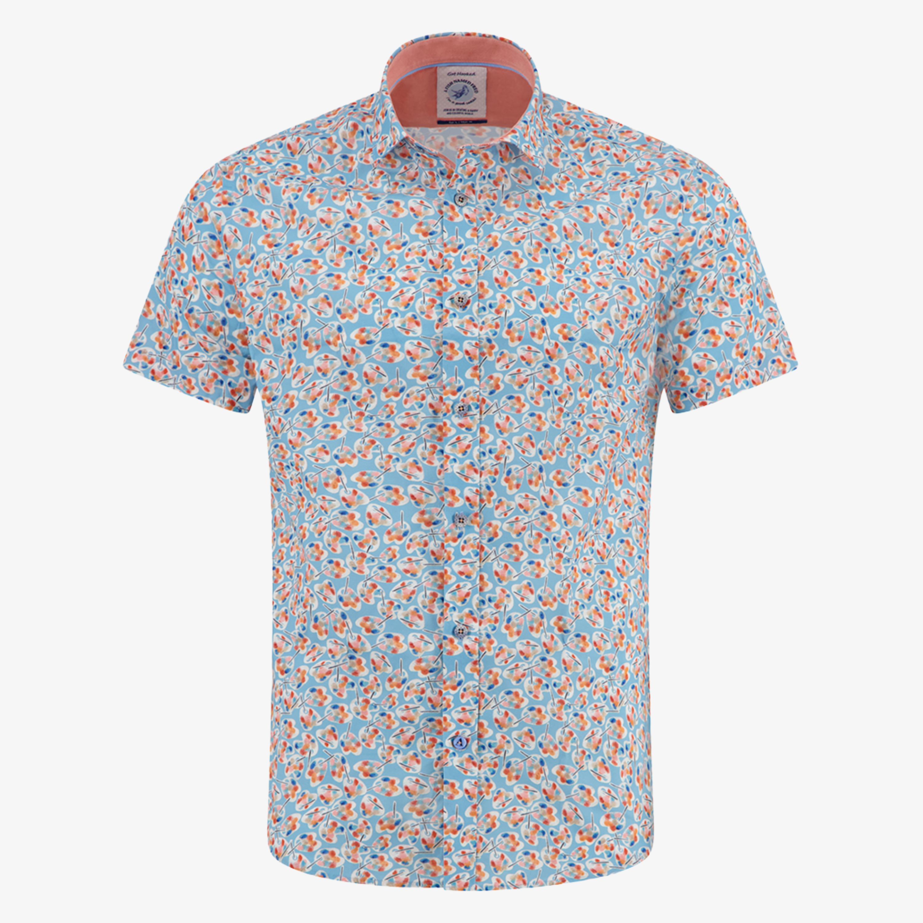 A Fish Named Fred Short Sleeve Paint Palettes Shirt - Light Blue