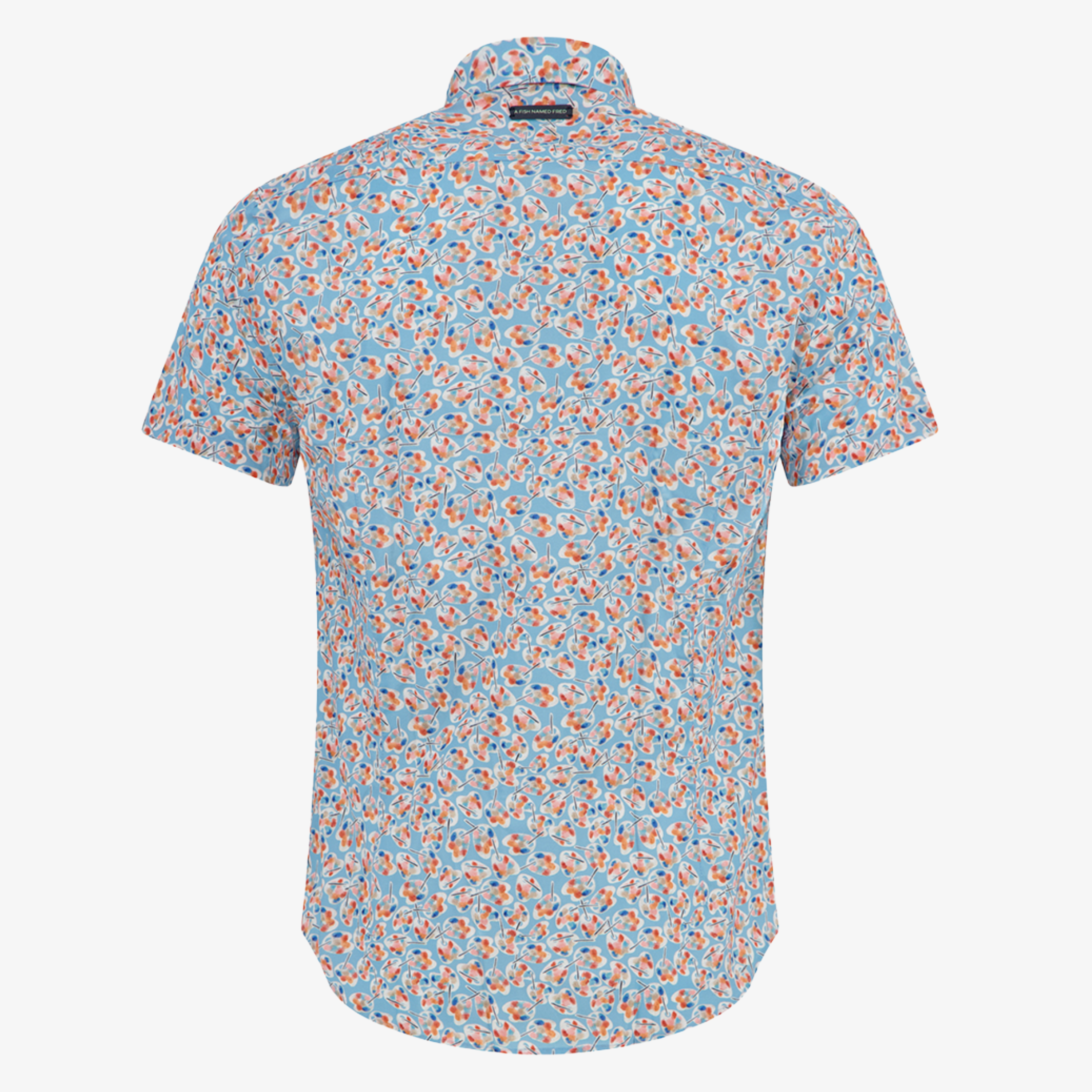 A Fish Named Fred Short Sleeve Paint Palettes Shirt - Light Blue